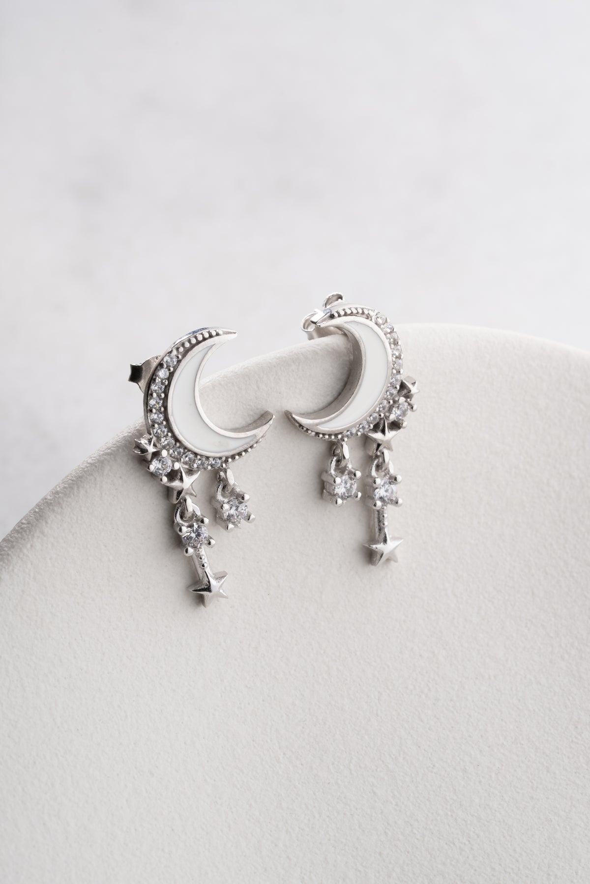 Crescent Moon and Star Dangle Earrings