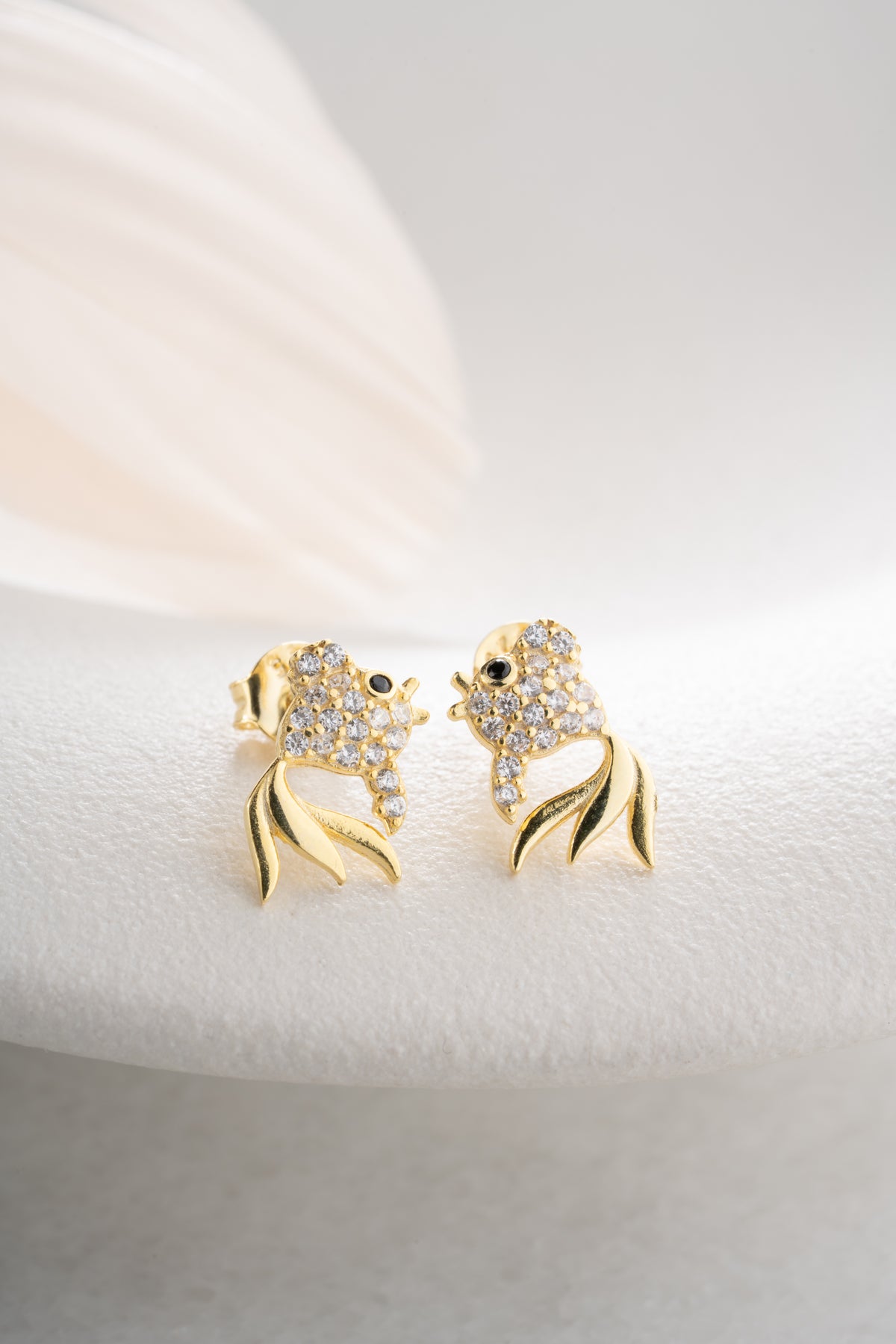 Pave Crystal Fish Stud Earrings