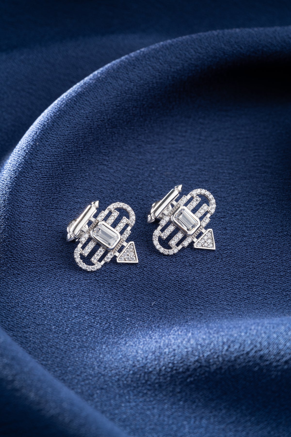 Art Deco Geometric Crystal Stud Earrings
