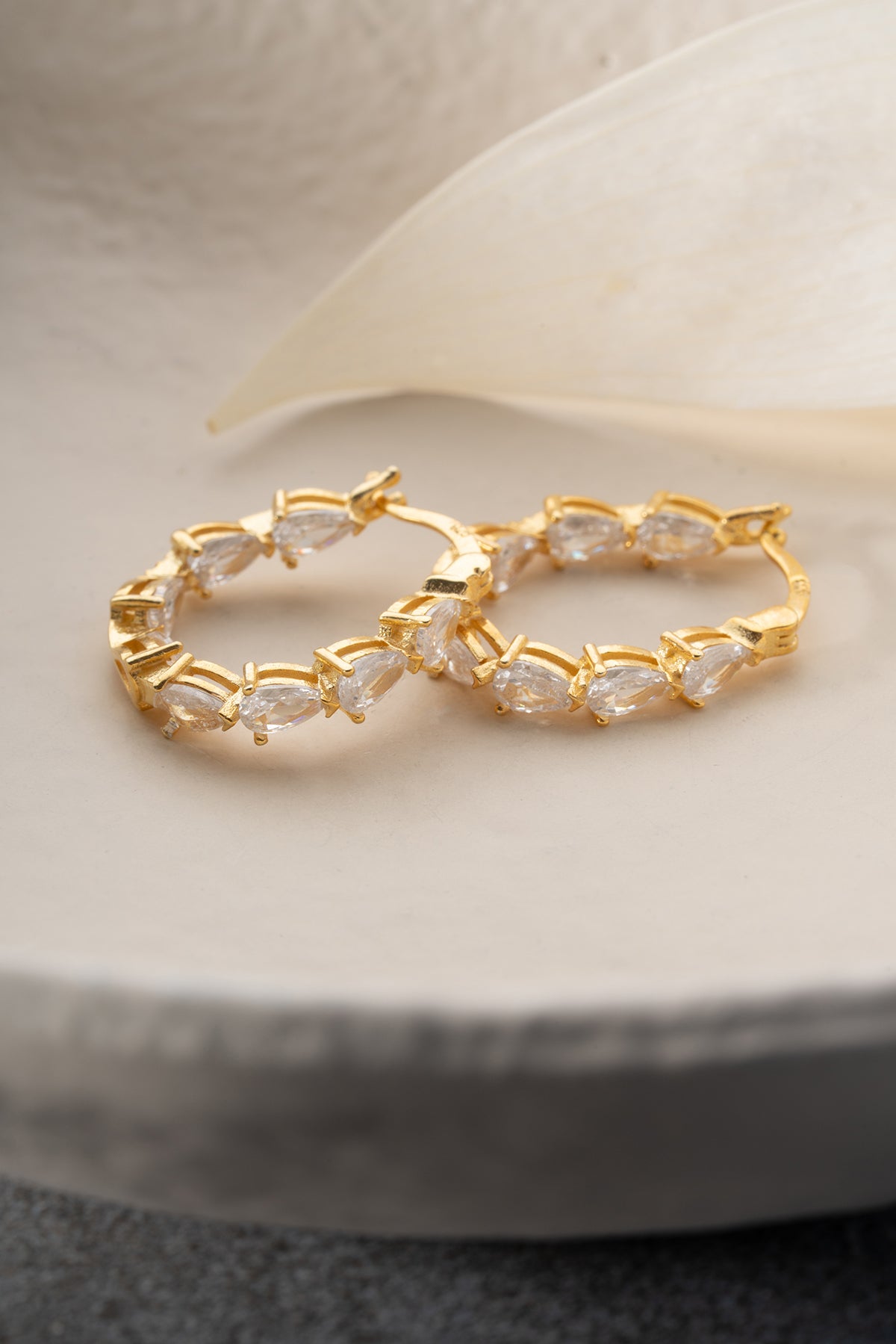Pear Cut Crystal Hoop Earrings