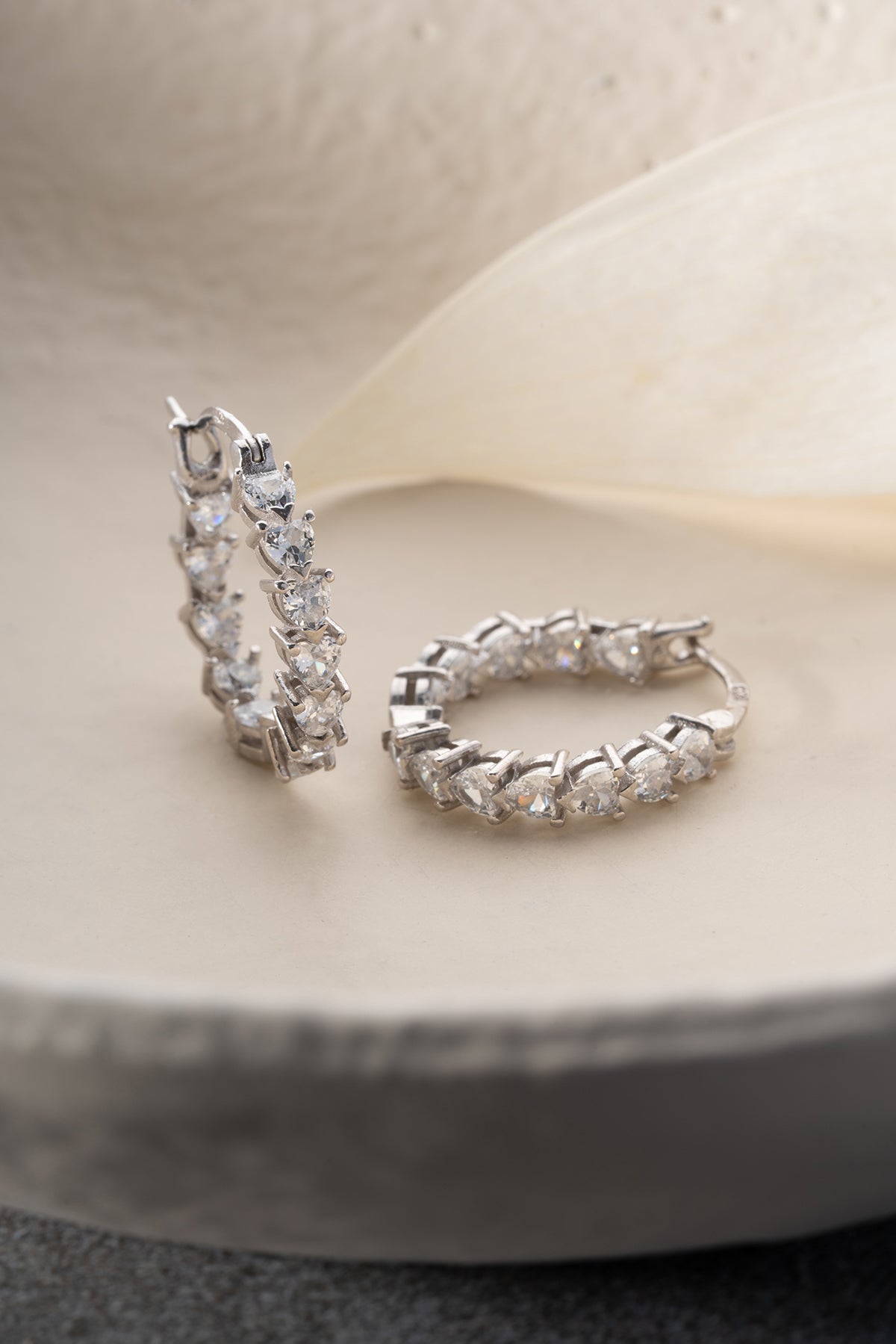 Heart Cut Crystal Hoop Earrings