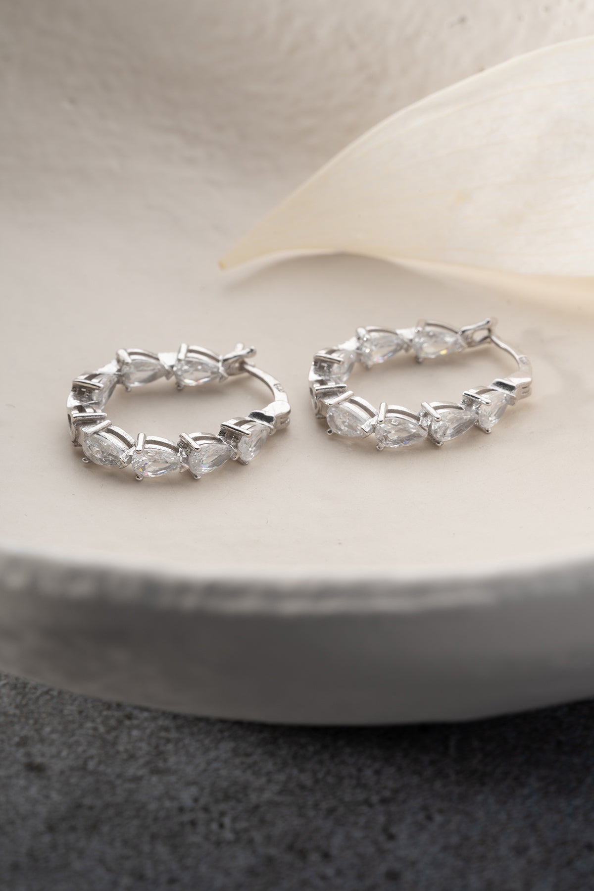 Pear Cut Crystal Hoop Earrings