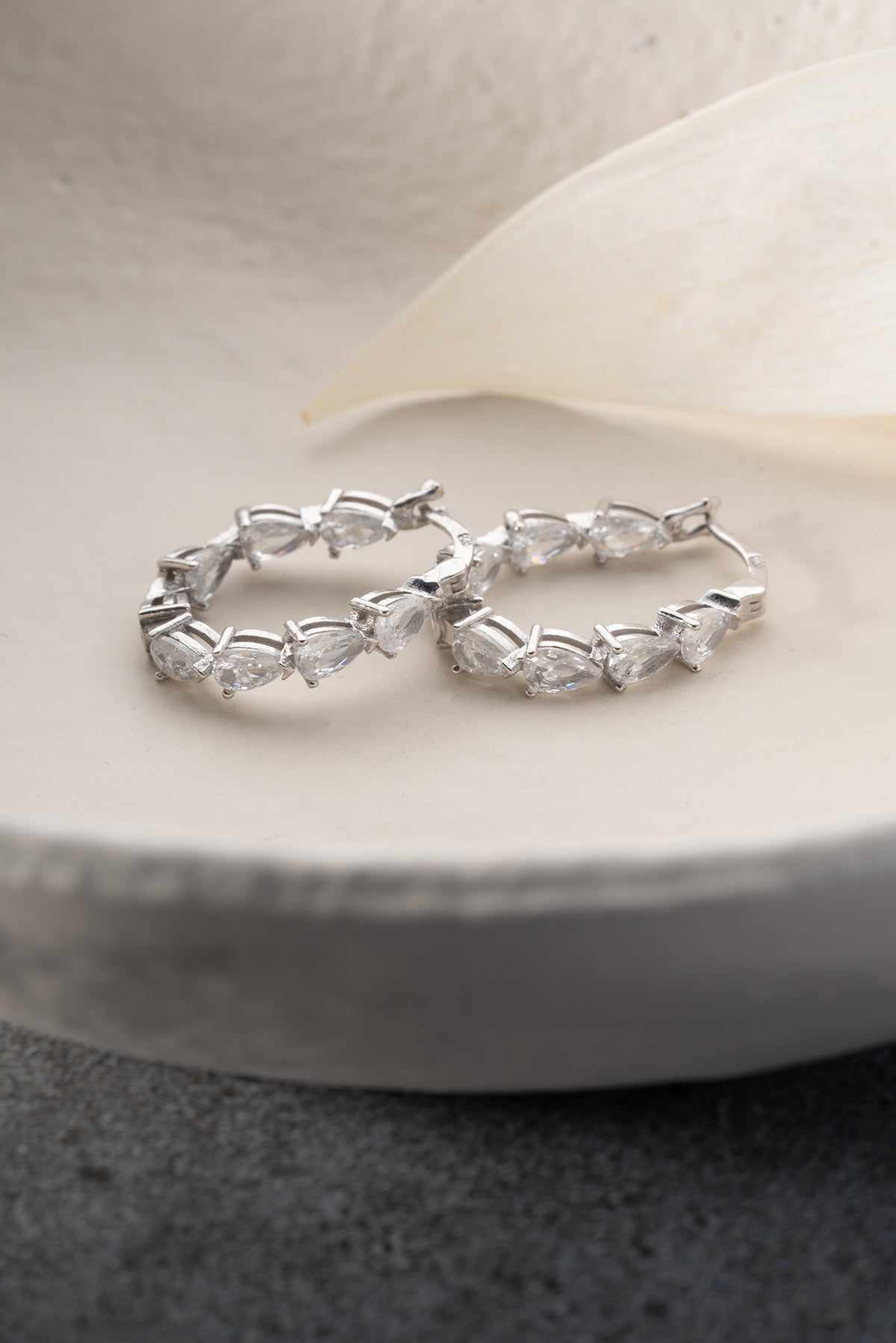 Pear Cut Crystal Hoop Earrings