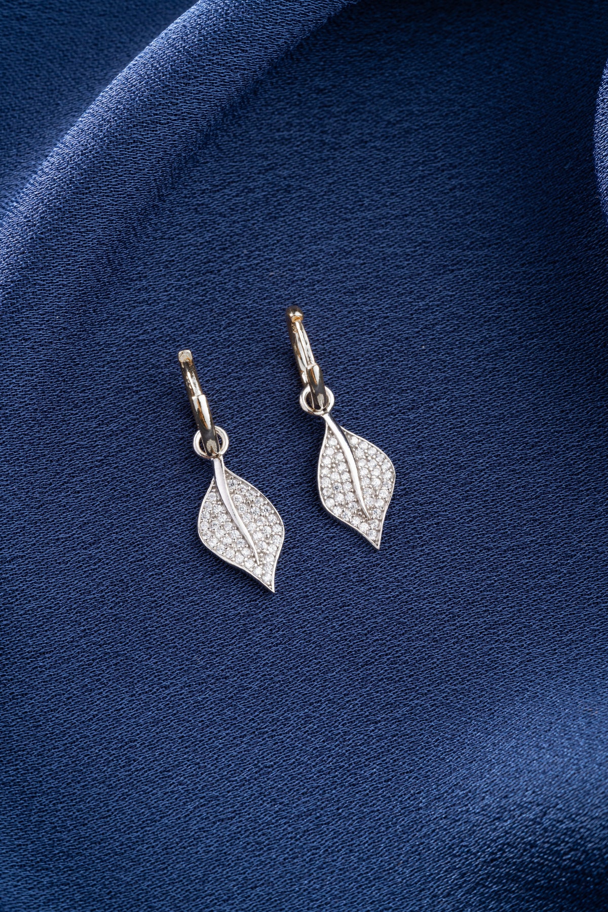 Pave Crystal Leaf Drop Earrings