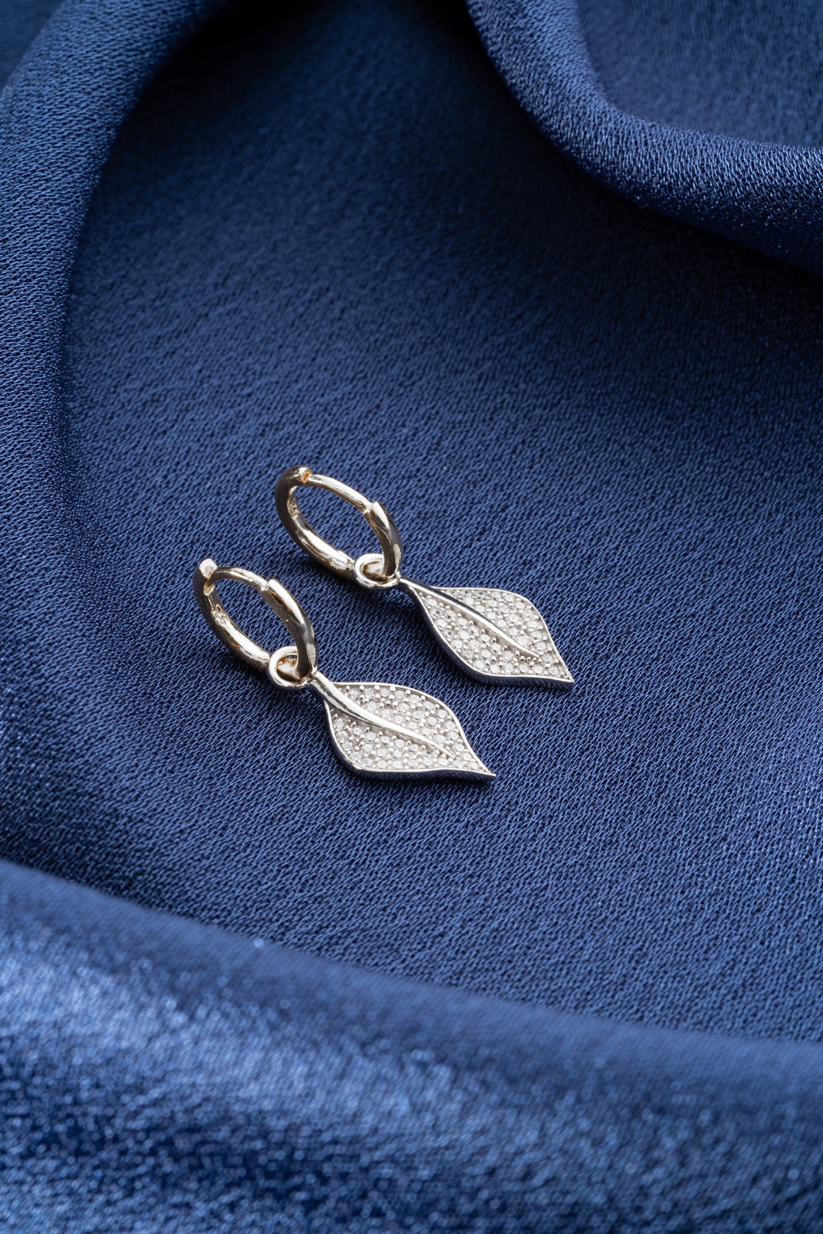 Pave Crystal Leaf Drop Earrings