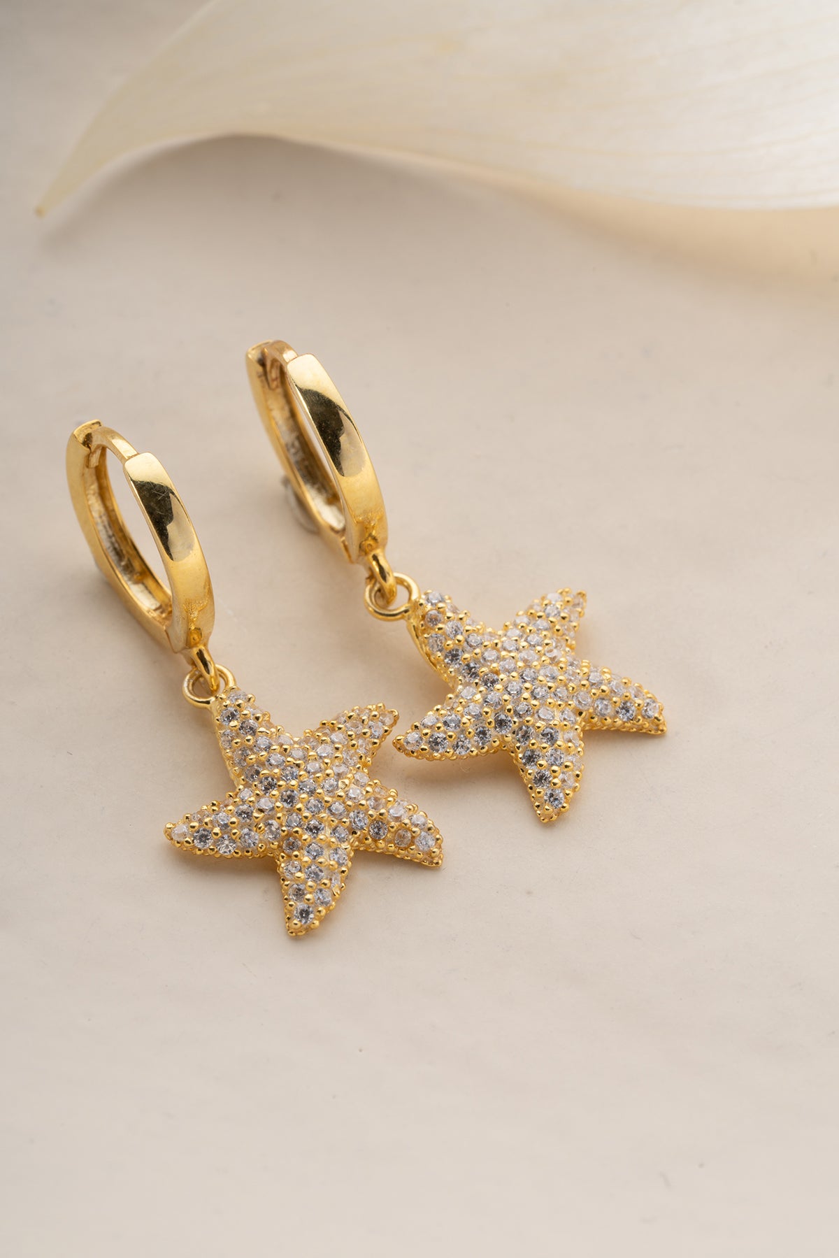 Pave Starfish Drop Earrings
