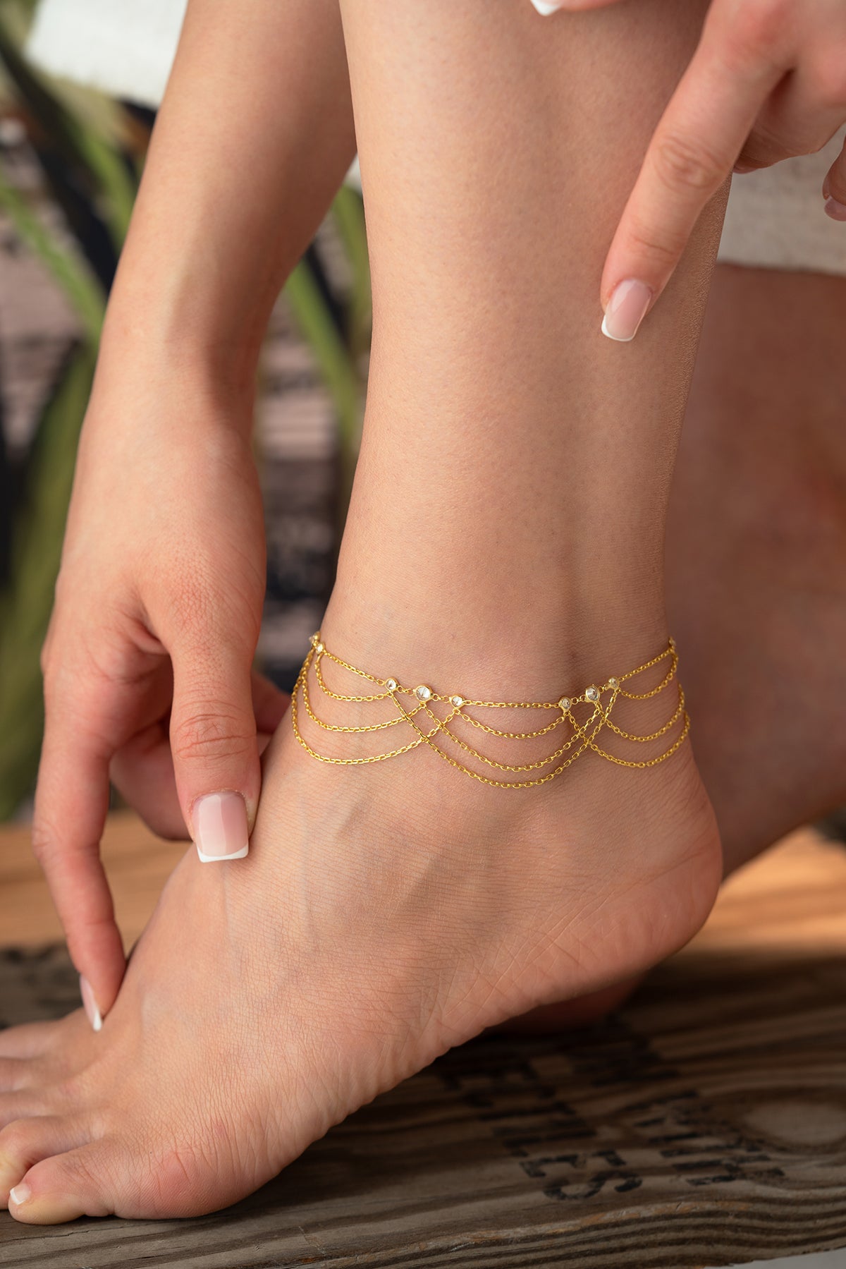 Layered Draped Chain Anklet