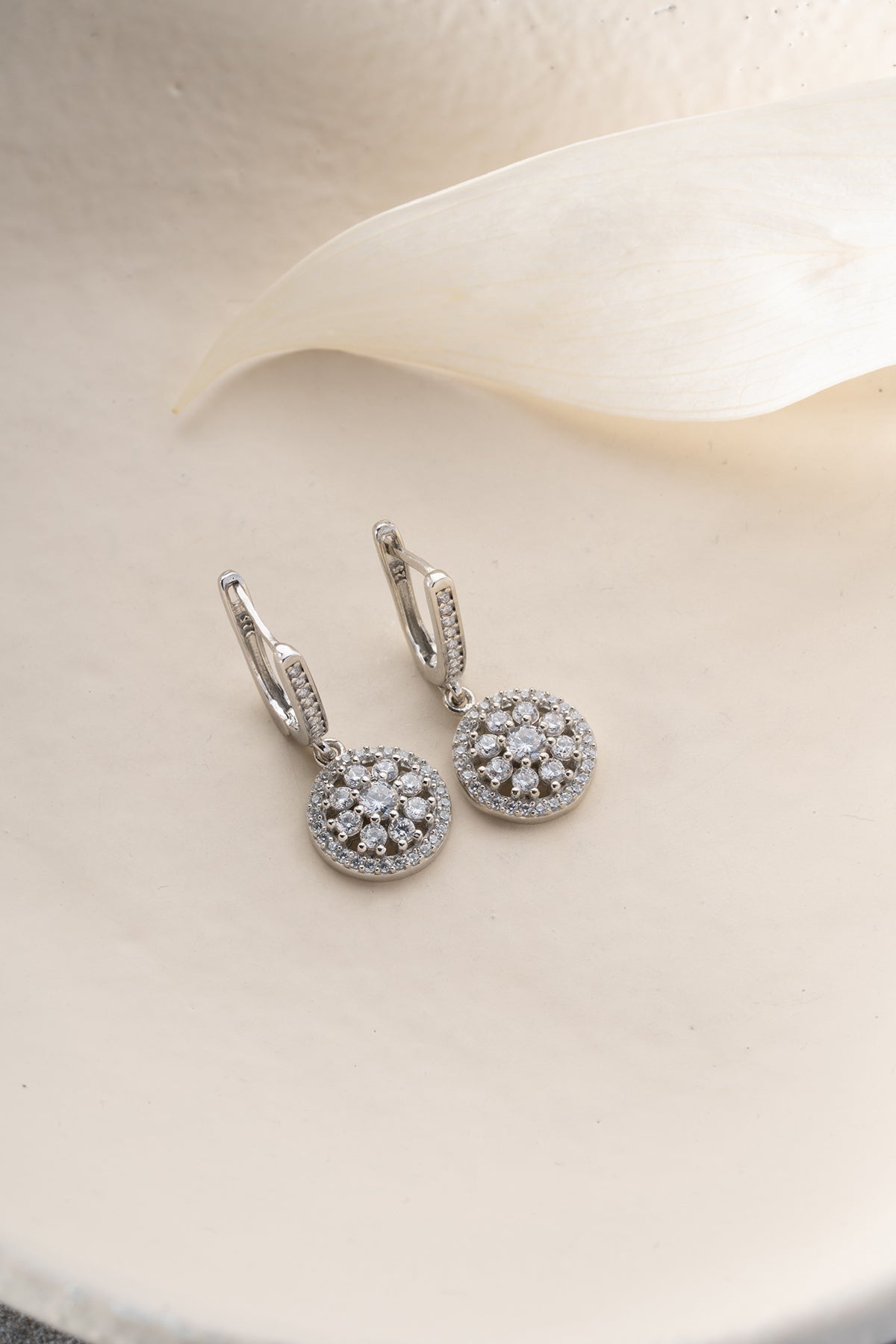 Pave Crystal Halo Drop Earrings