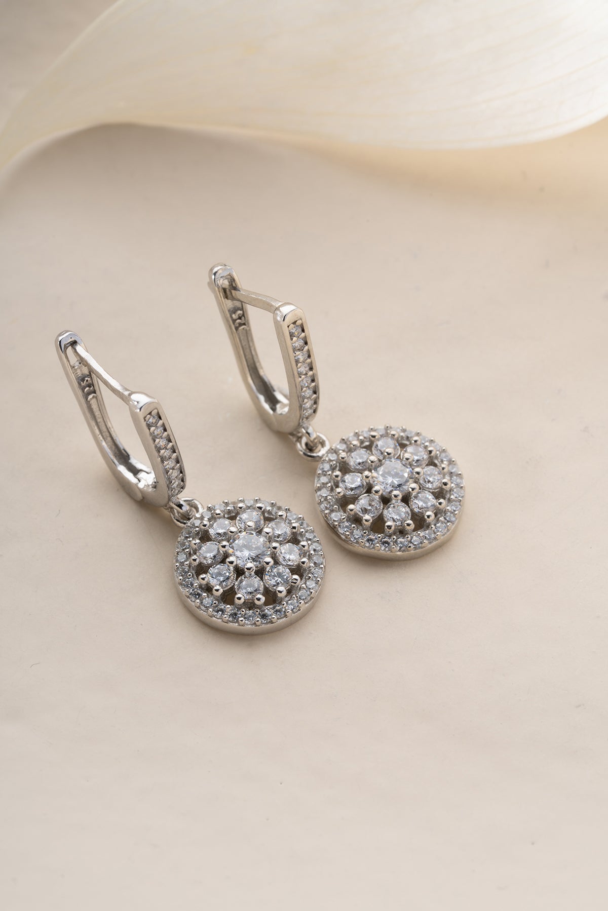 Pave Crystal Halo Drop Earrings