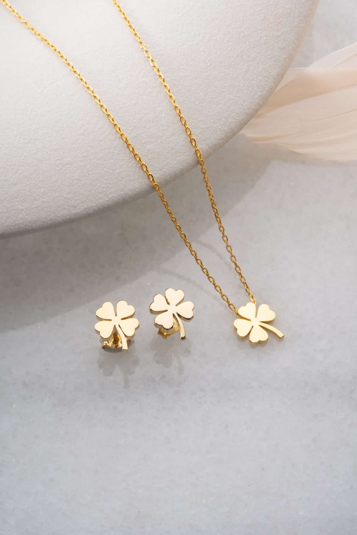 Four Leaf Clover Necklace and Earring Set