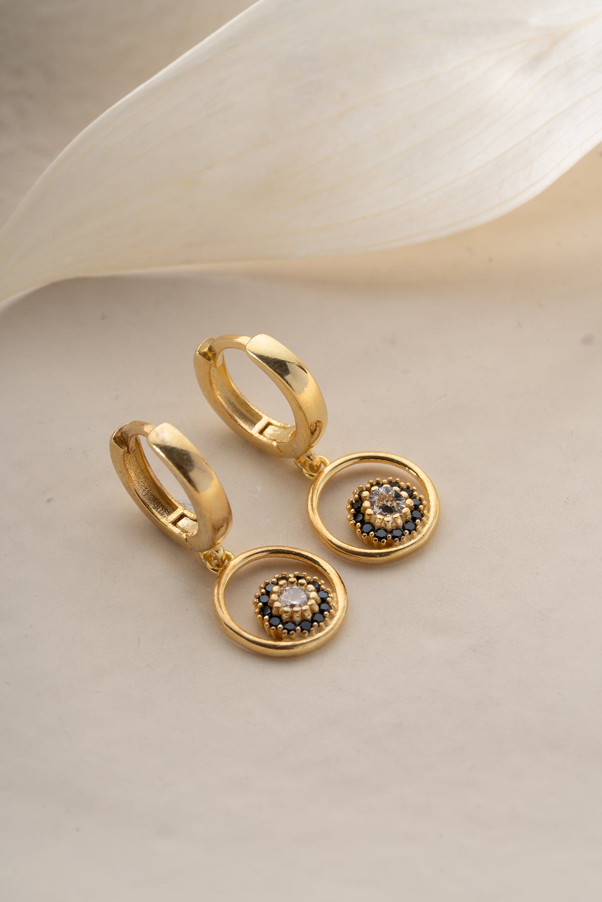 Pave Crystal Eye Circle Drop Earrings