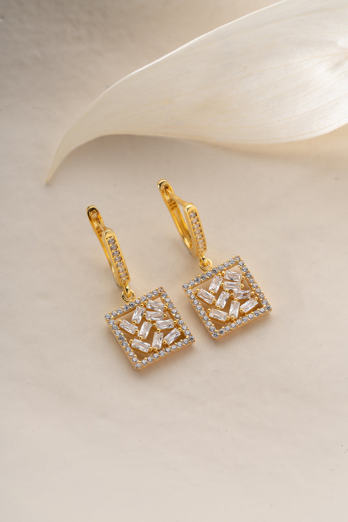 Baguette Crystal Square Drop Earrings