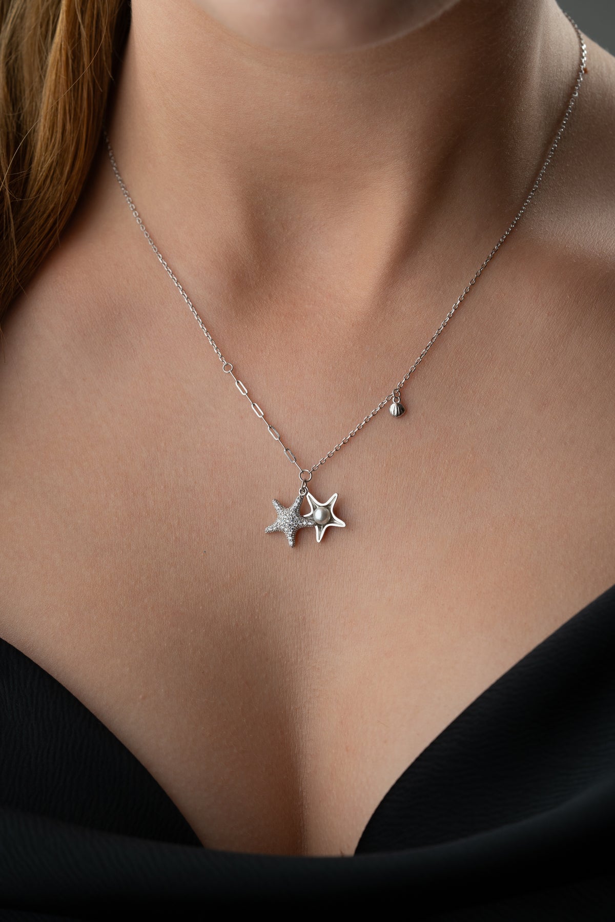 Starfish Pearl Shell Charm Necklace