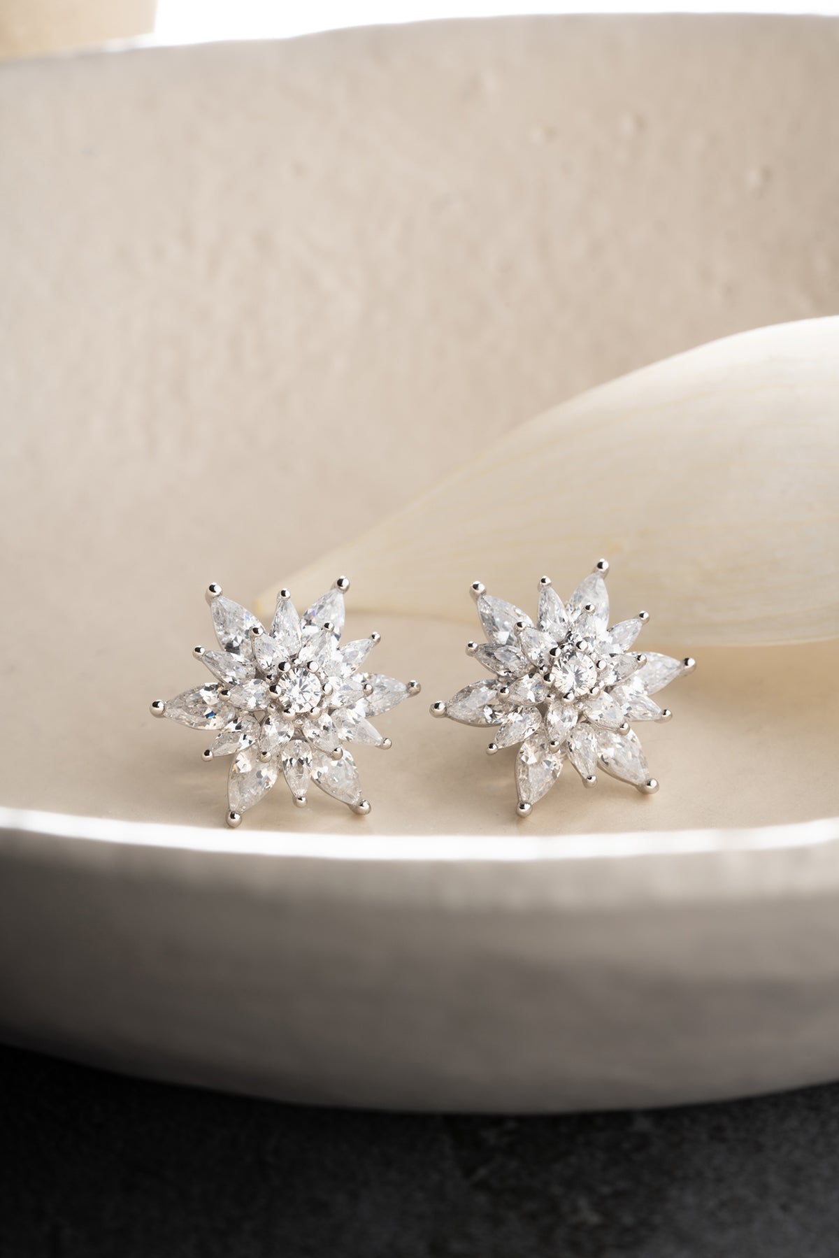 Crystal Lotus Burst Stud Earrings