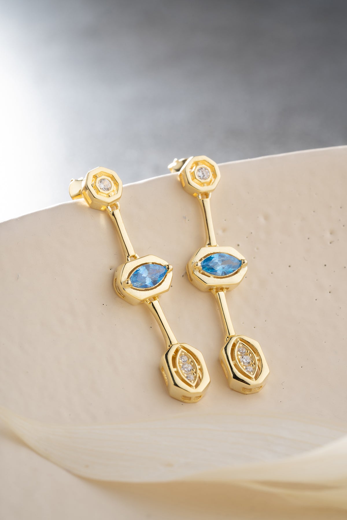 Blue Topaz Crystal Bar Earrings