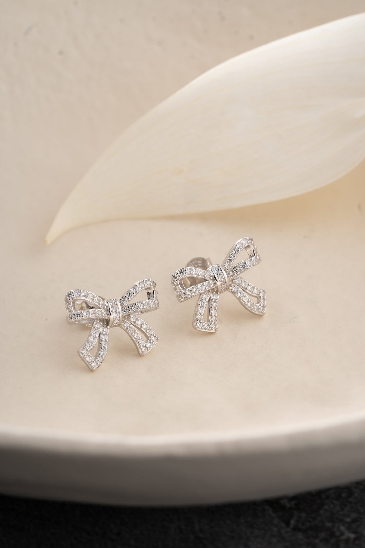Pave Crystal Bow Stud Earrings