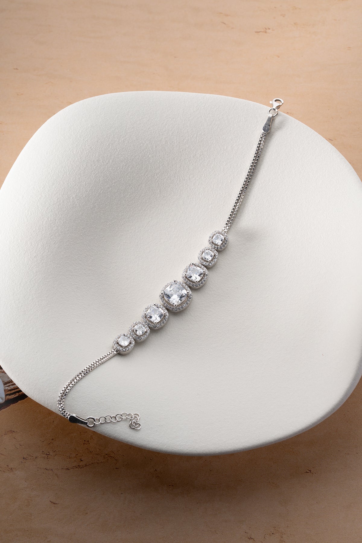 Graduated Crystal Halo Tennis Bracelet