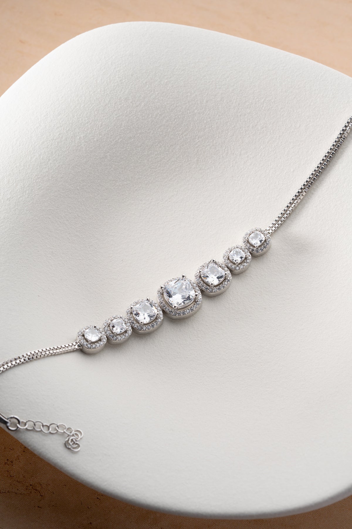 Graduated Crystal Halo Tennis Bracelet