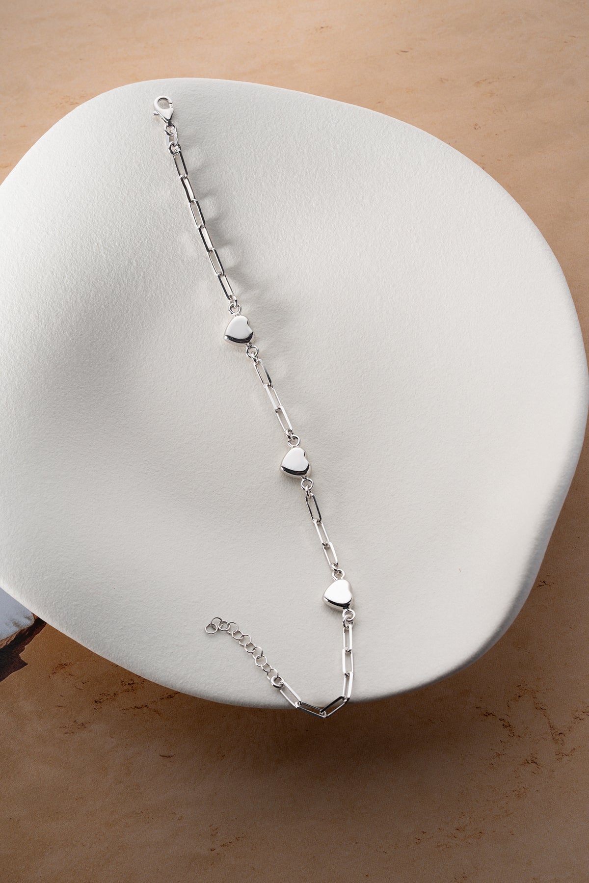 Heart Charm Paperclip Chain Bracelet