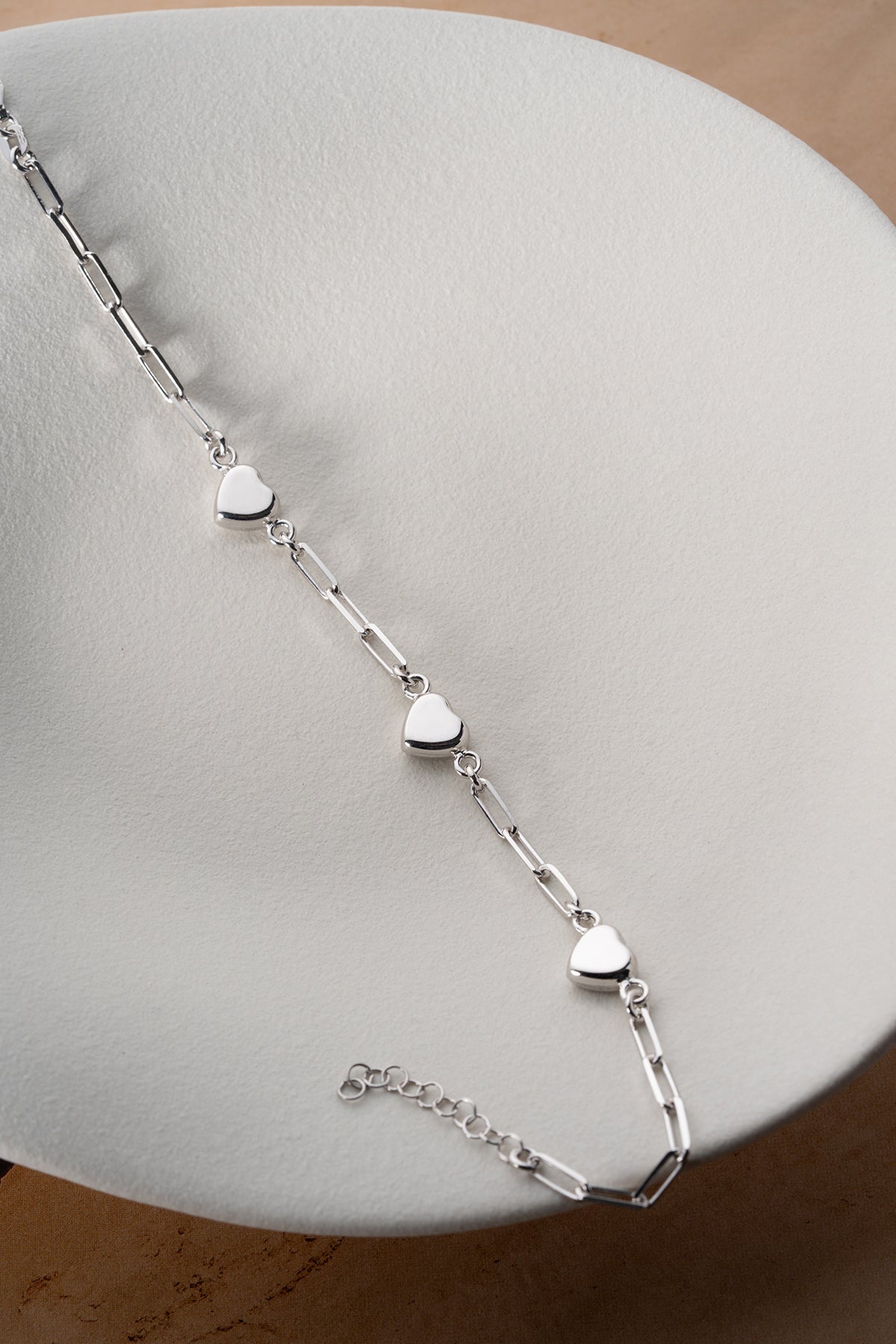 Heart Charm Paperclip Chain Bracelet