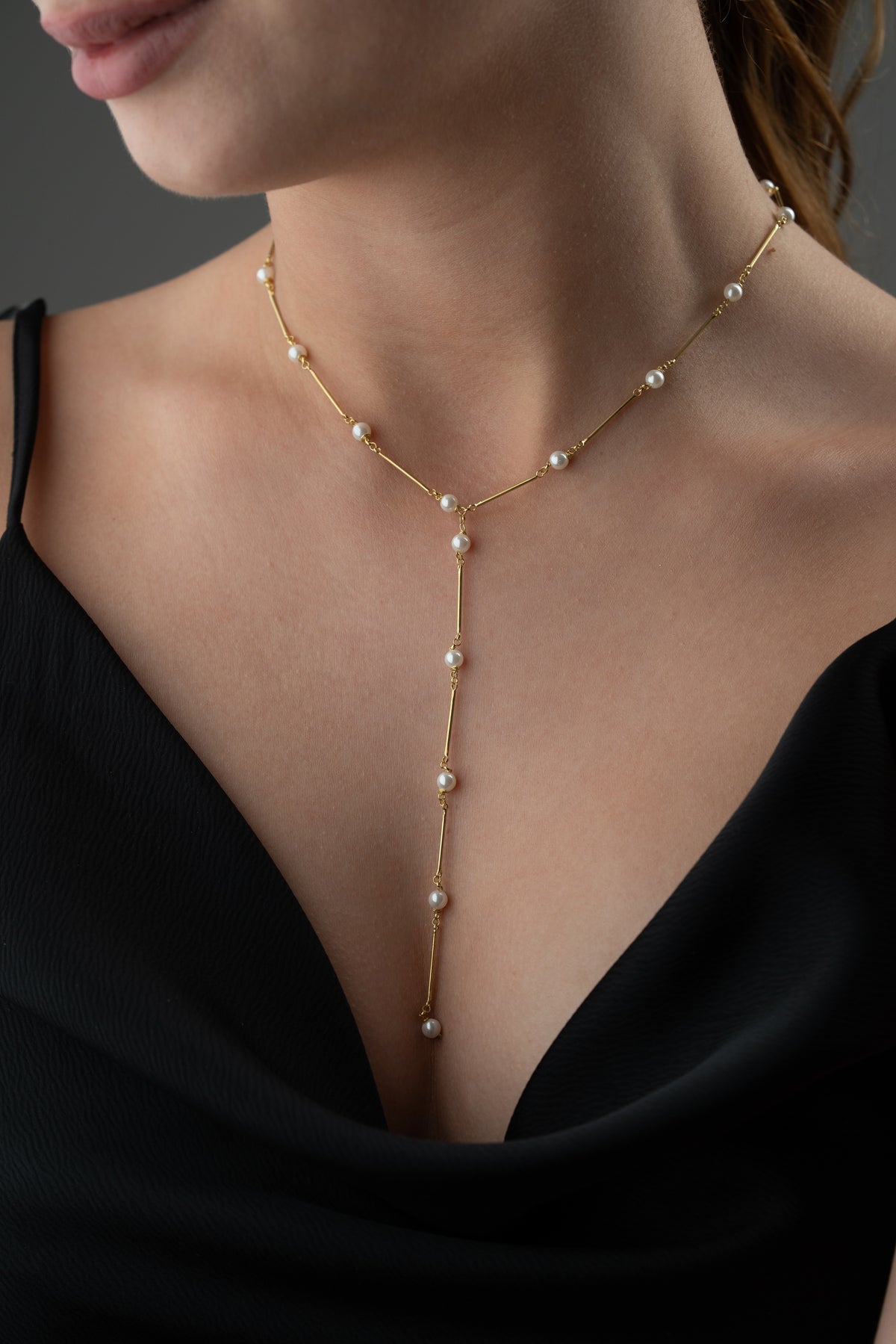 Pearl Station Lariat Necklace