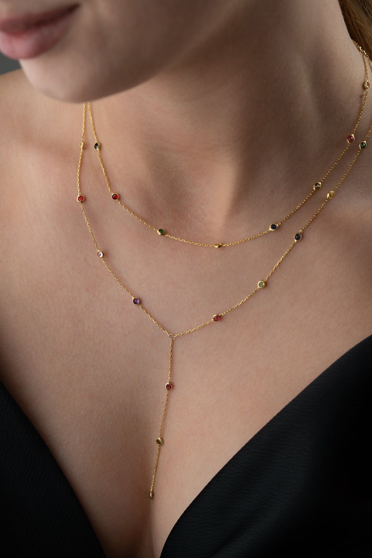 Rainbow Gemstone Layered Necklace