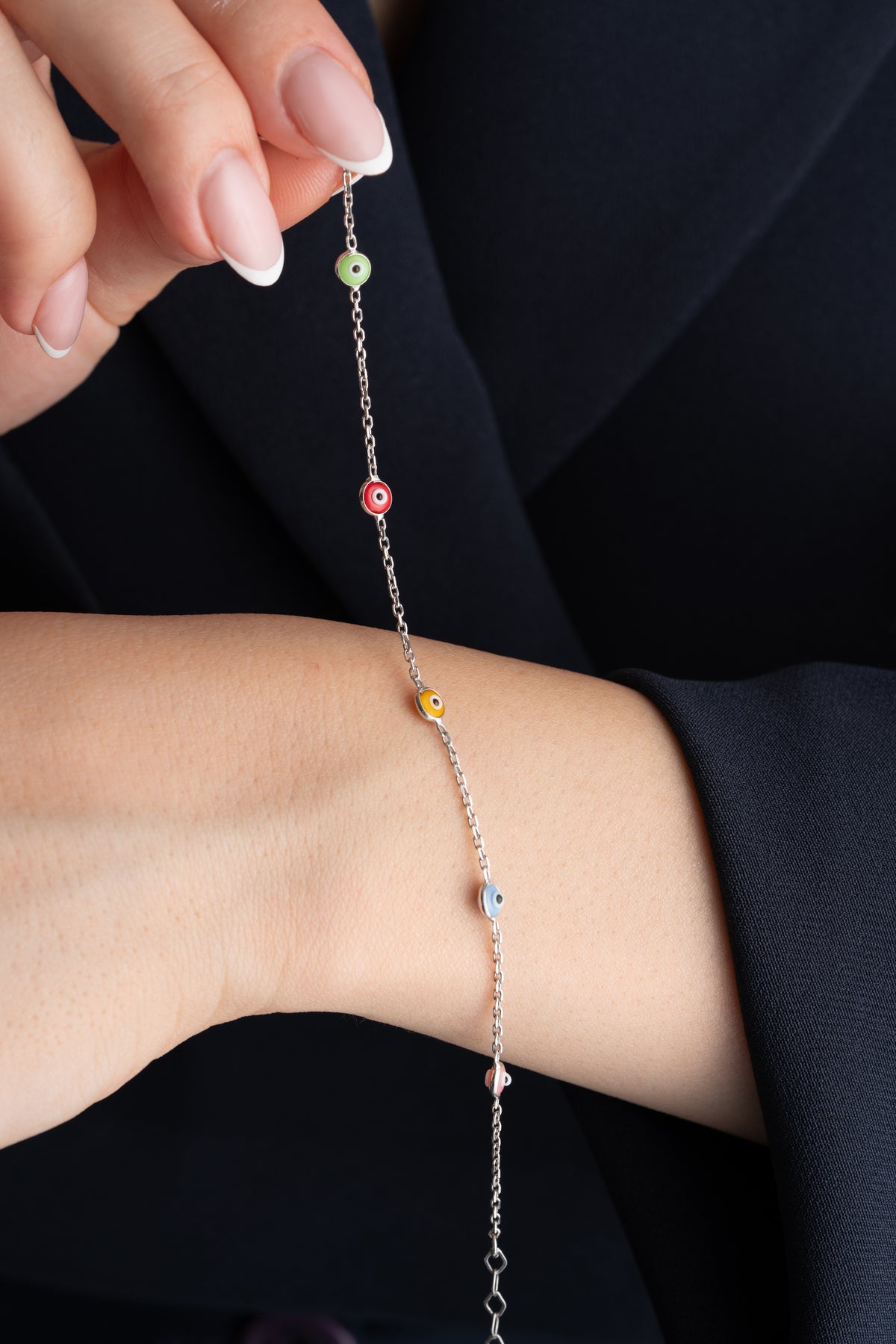 Multicolor Evil Eye Station Bracelet