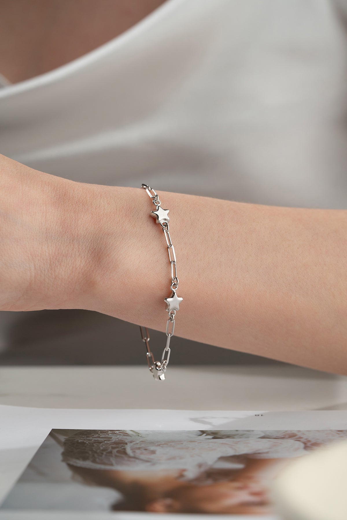 Star Charm Paperclip Chain Bracelet