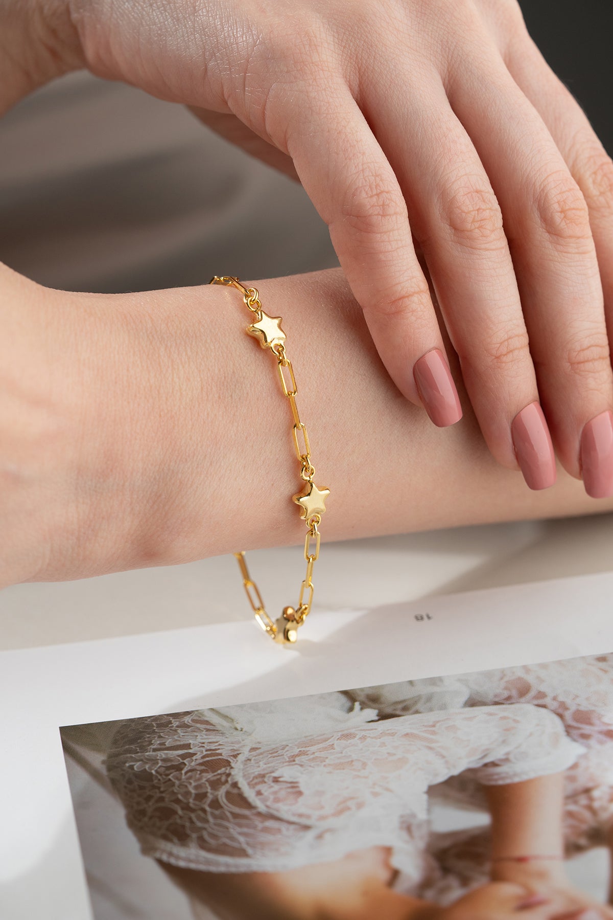 Star Charm Paperclip Chain Bracelet