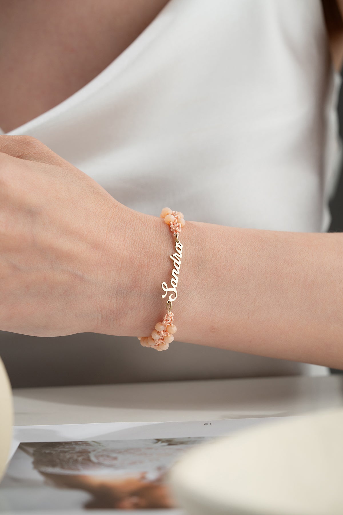 Personalized Name Macrame Beaded Bracelet