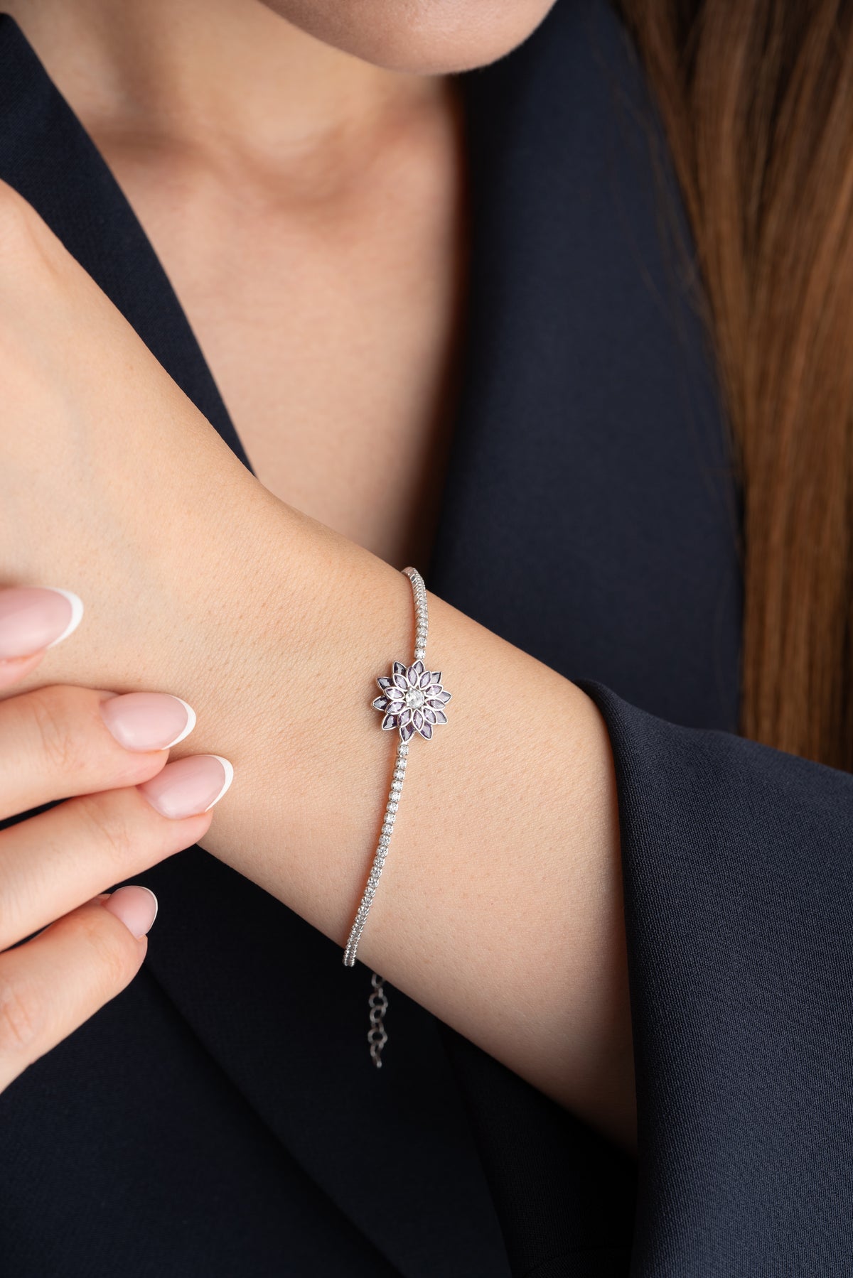 Amethyst Flower Tennis Bracelet