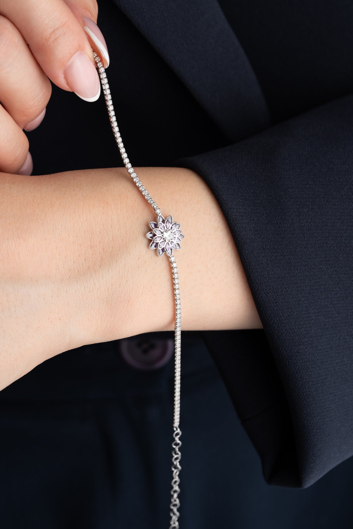 Amethyst Flower Tennis Bracelet