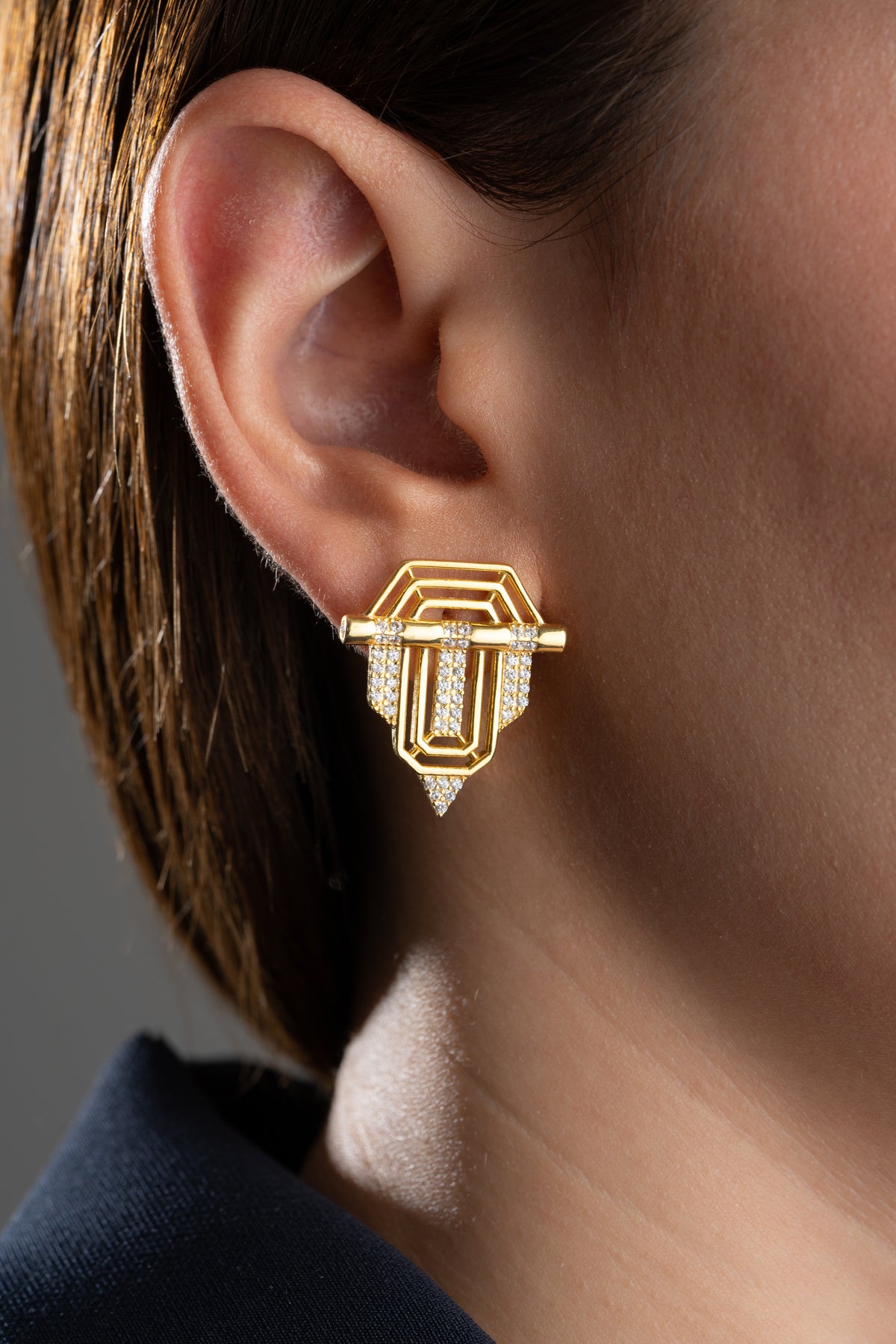 Art Deco Geometric Pave Earrings