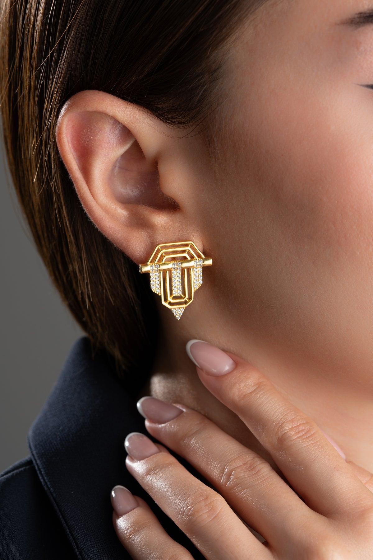 Art Deco Geometric Pave Earrings