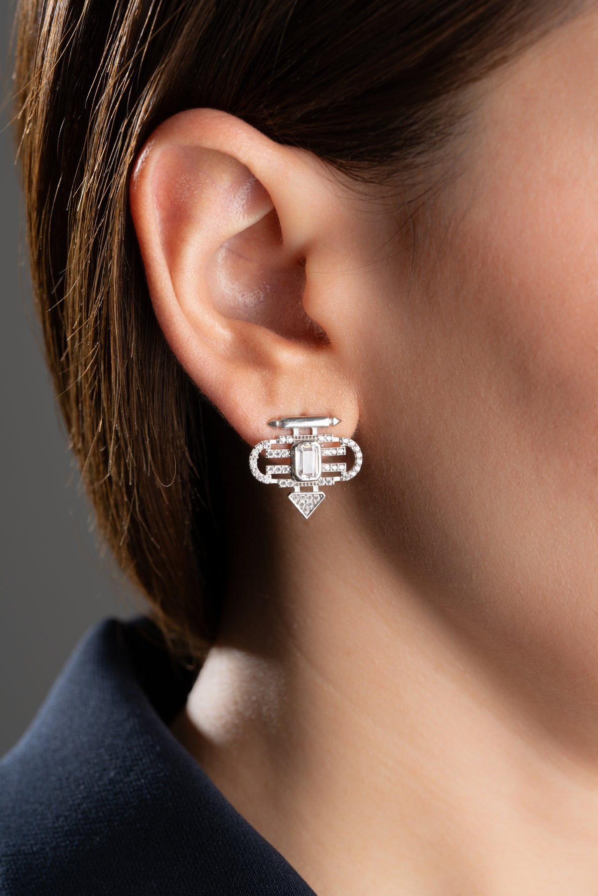 Art Deco Geometric Crystal Stud Earrings