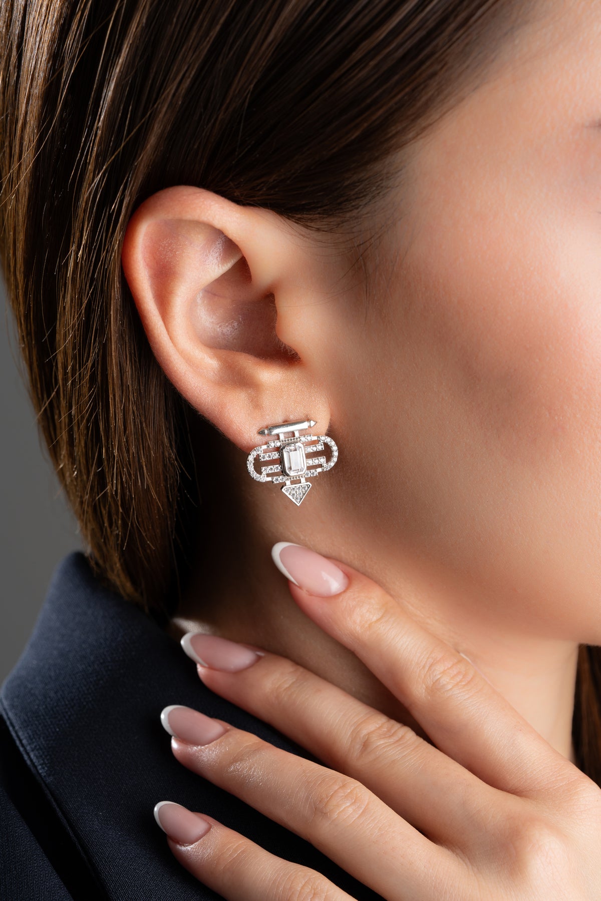 Art Deco Geometric Crystal Stud Earrings