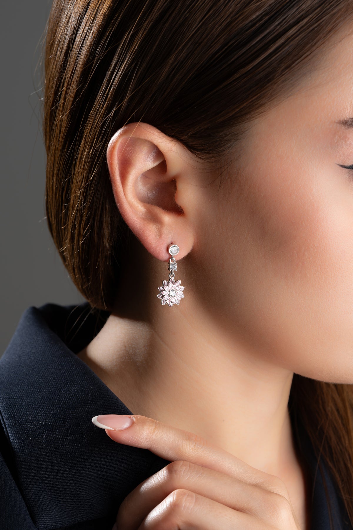 Marquise Flower Dangle Earrings in Gold