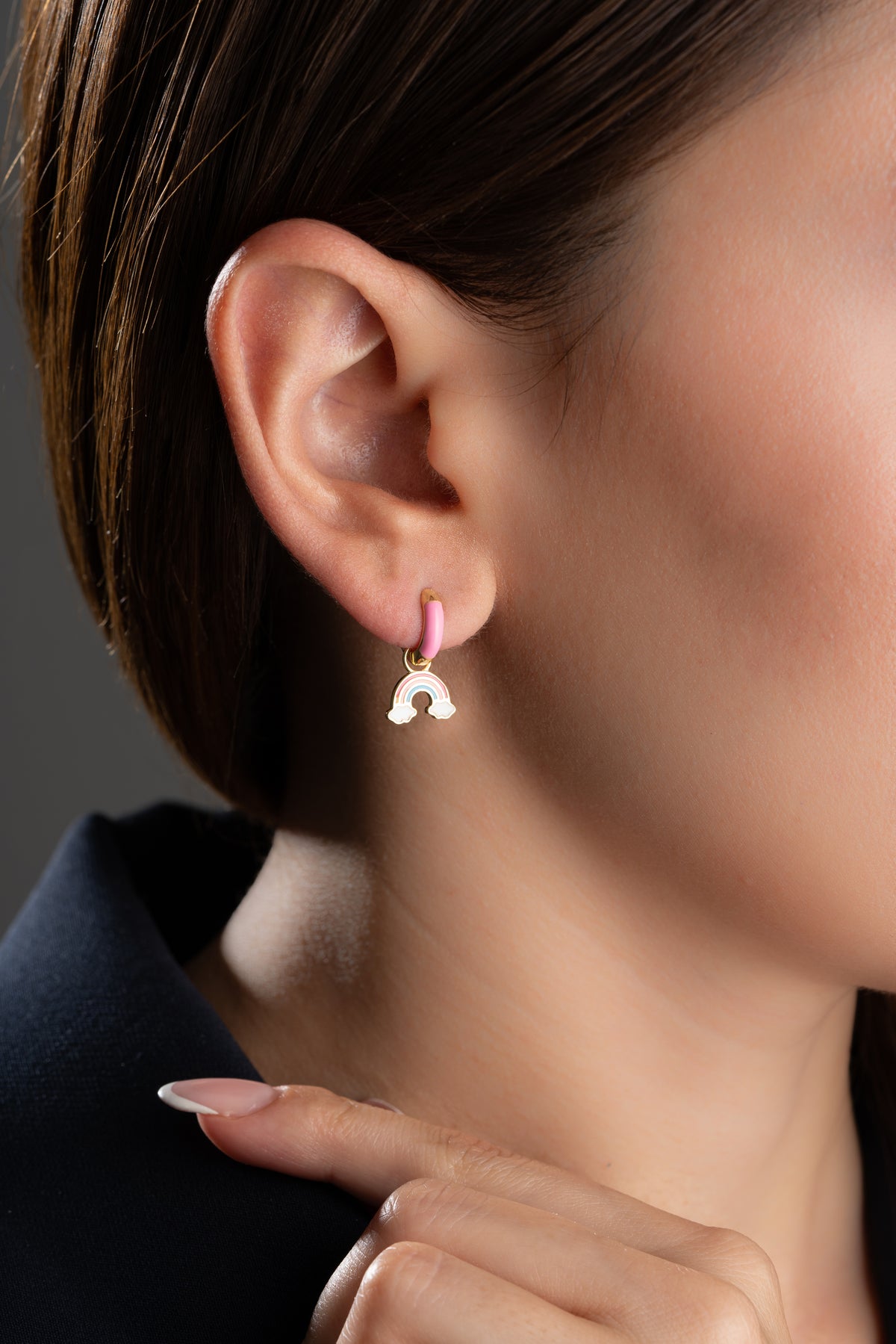 Pastel Rainbow Charm Hoop Earrings