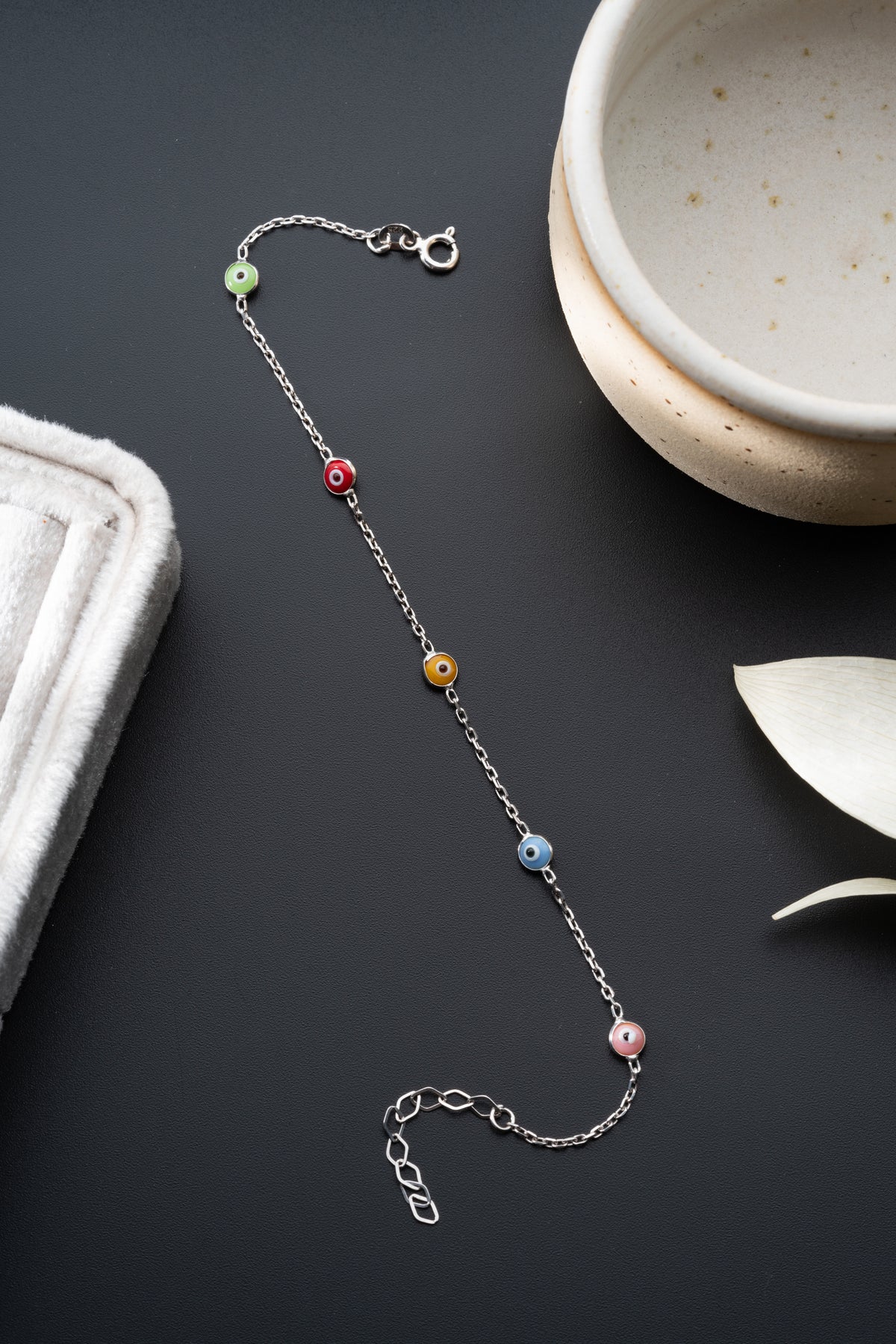 Multicolor Evil Eye Station Bracelet