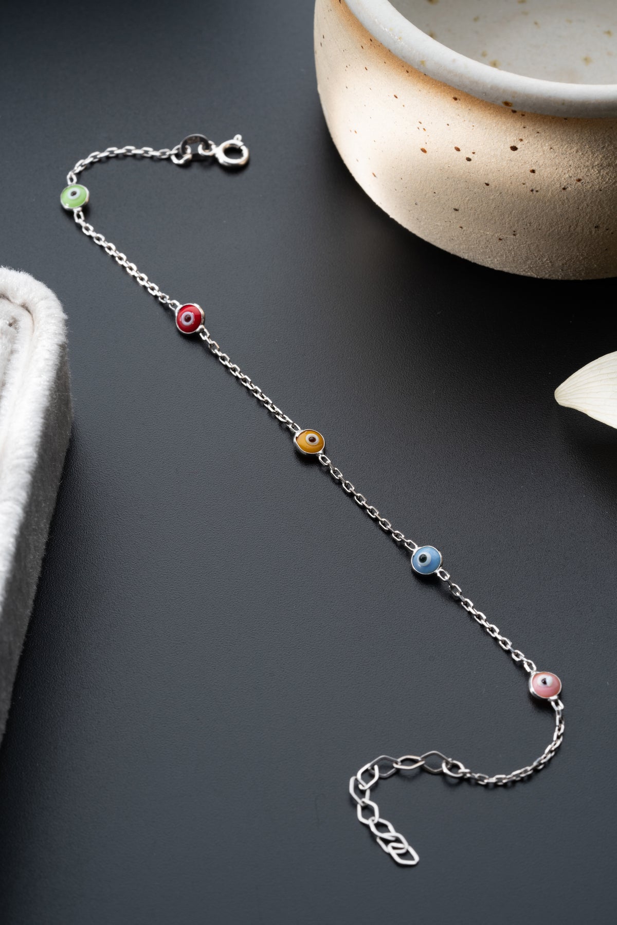 Multicolor Evil Eye Station Bracelet