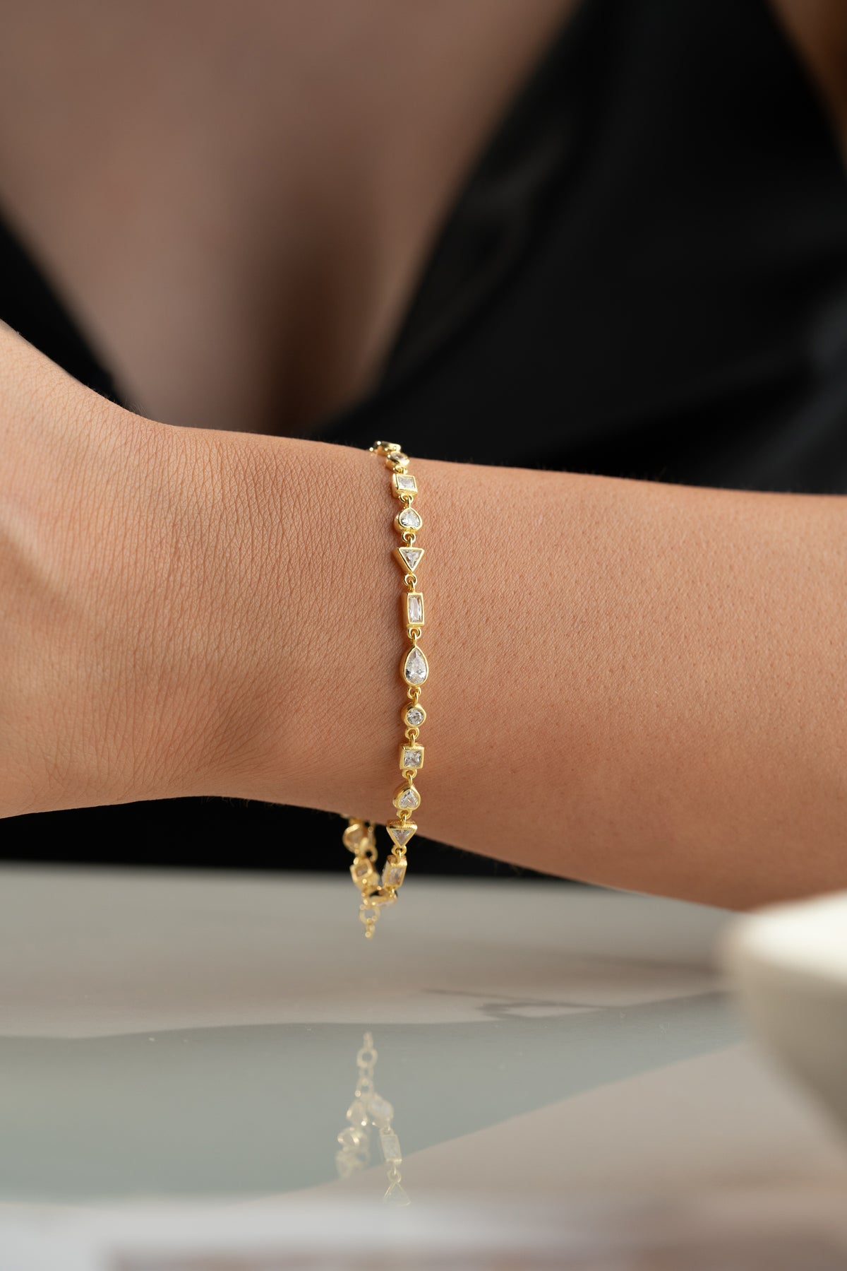 Mixed Cut Crystal Tennis Bracelet