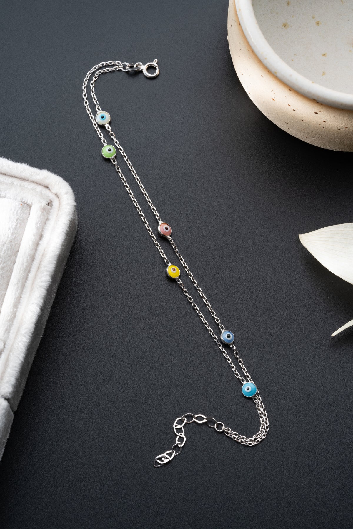 Colorful Evil Eye Layered Chain Bracelet