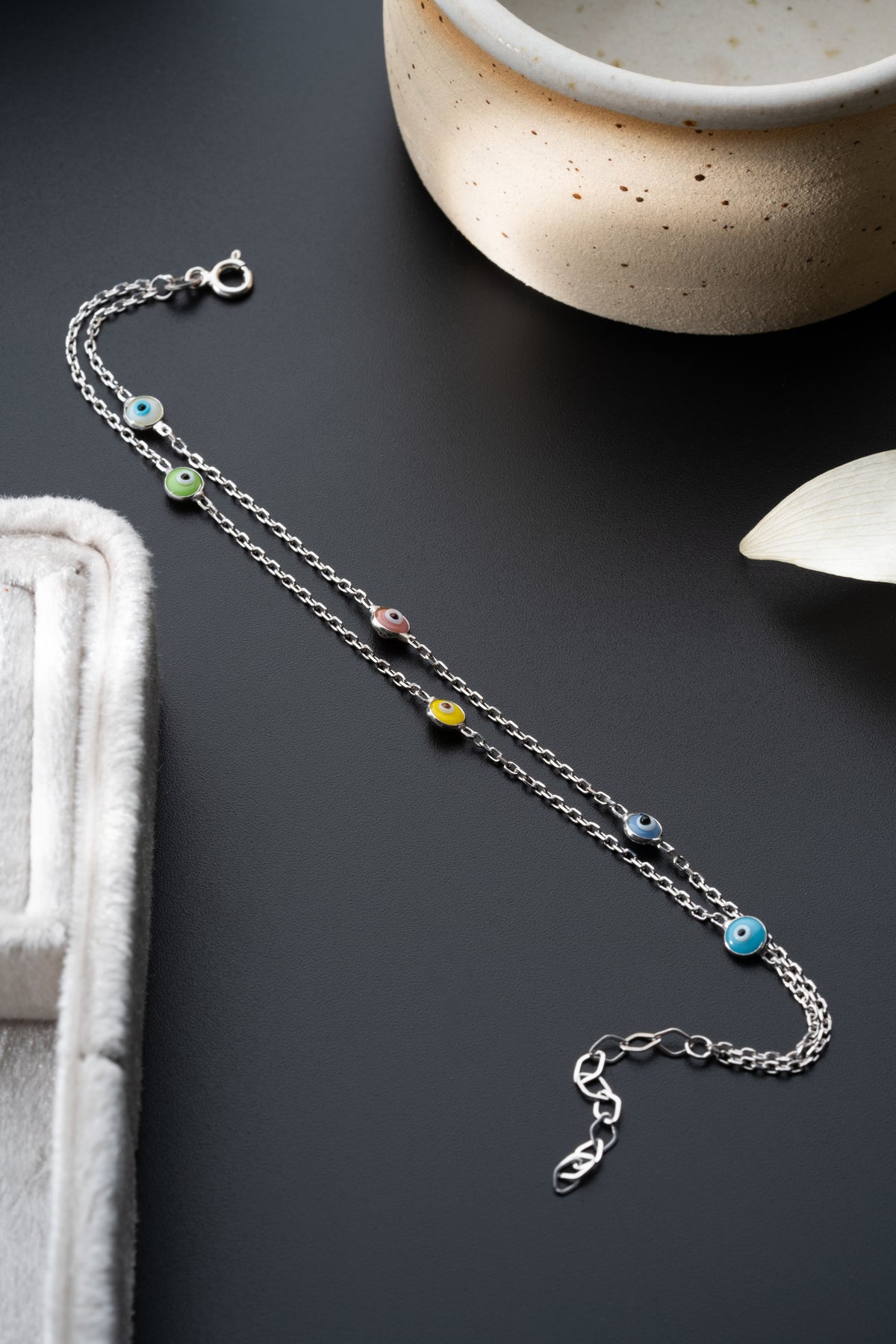 Colorful Evil Eye Layered Chain Bracelet