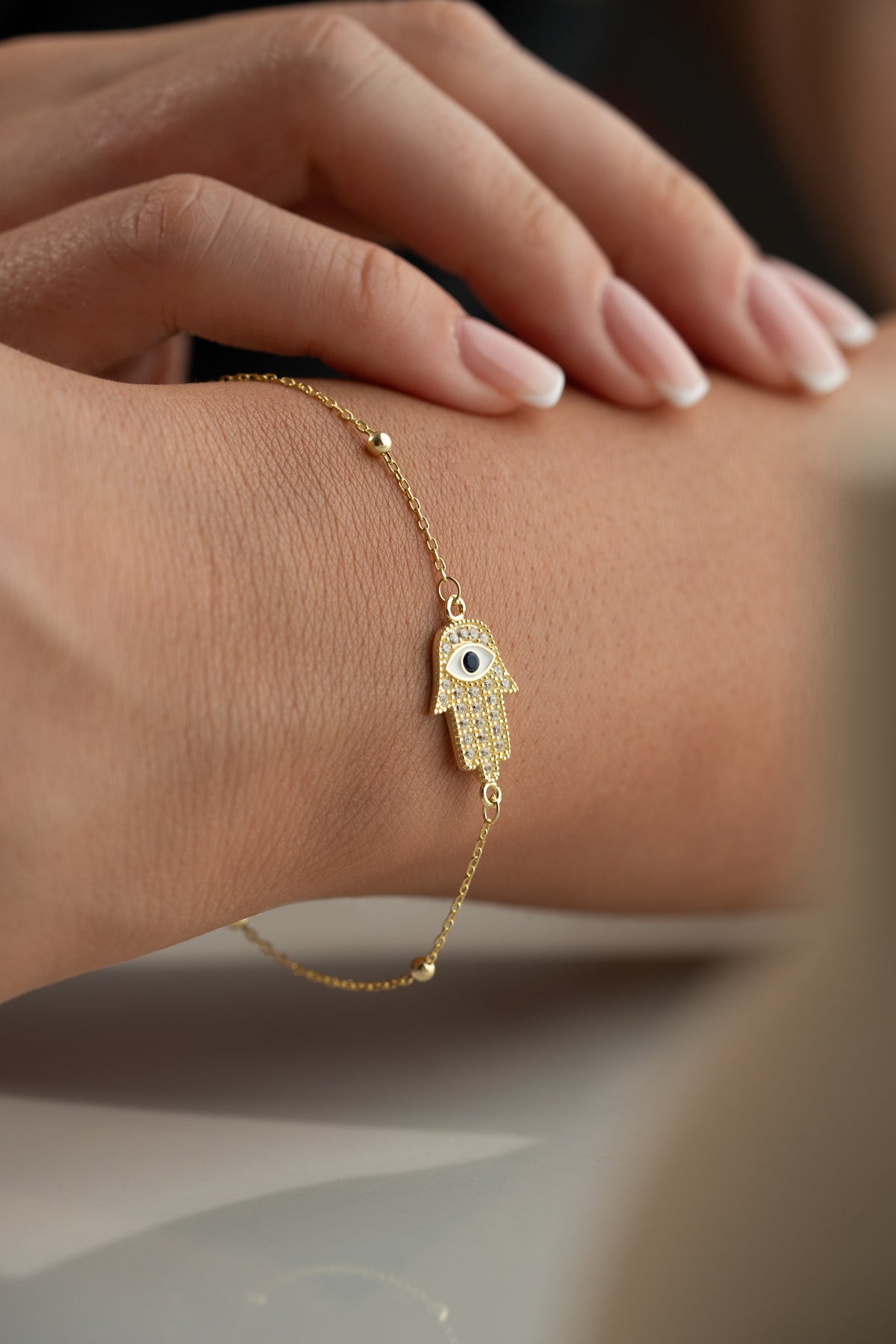Hamsa Evil Eye Bracelet in Gold