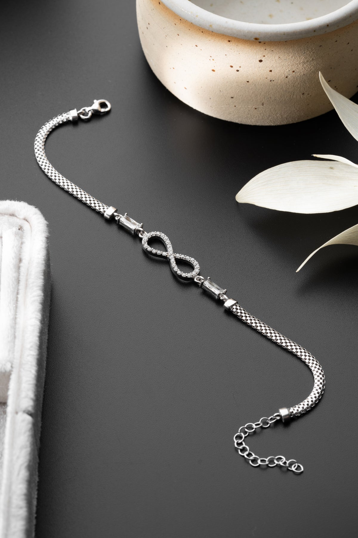 Infinity Charm Bracelet with Box Chain