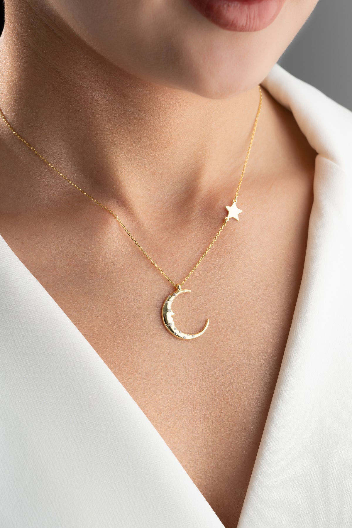Crescent Moon and Star Necklace