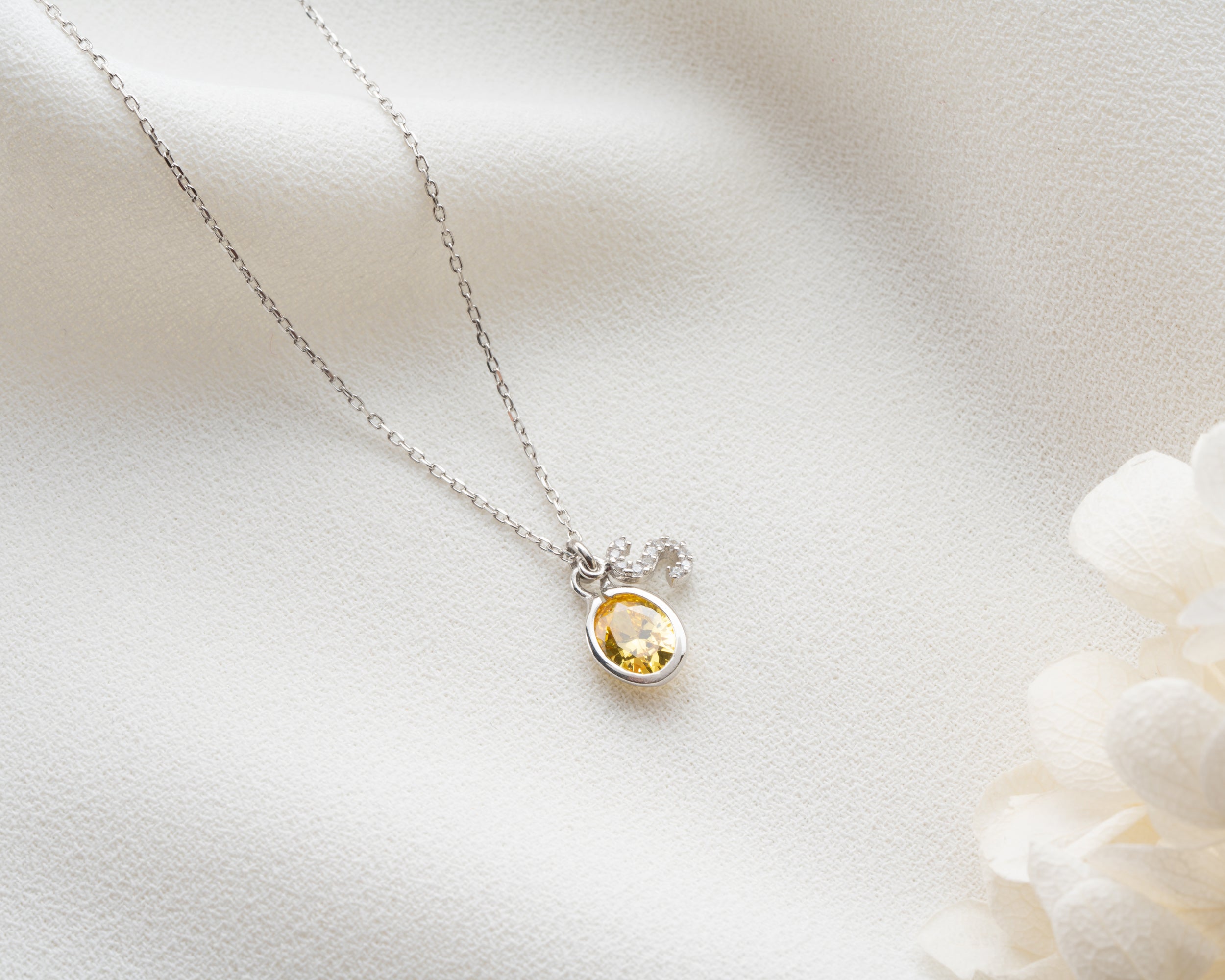 Custom Letter Birthstone Charm Necklace