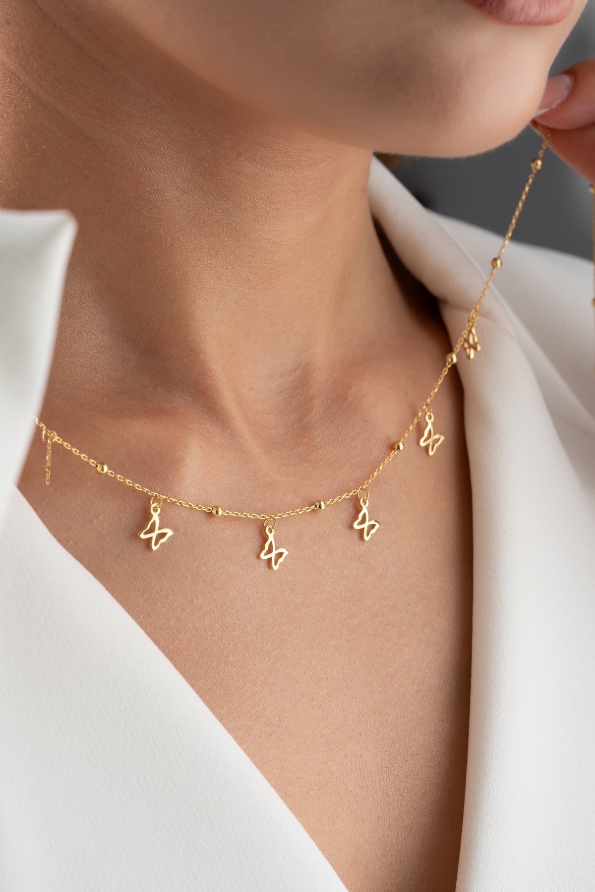 Butterfly Charm Station Necklace