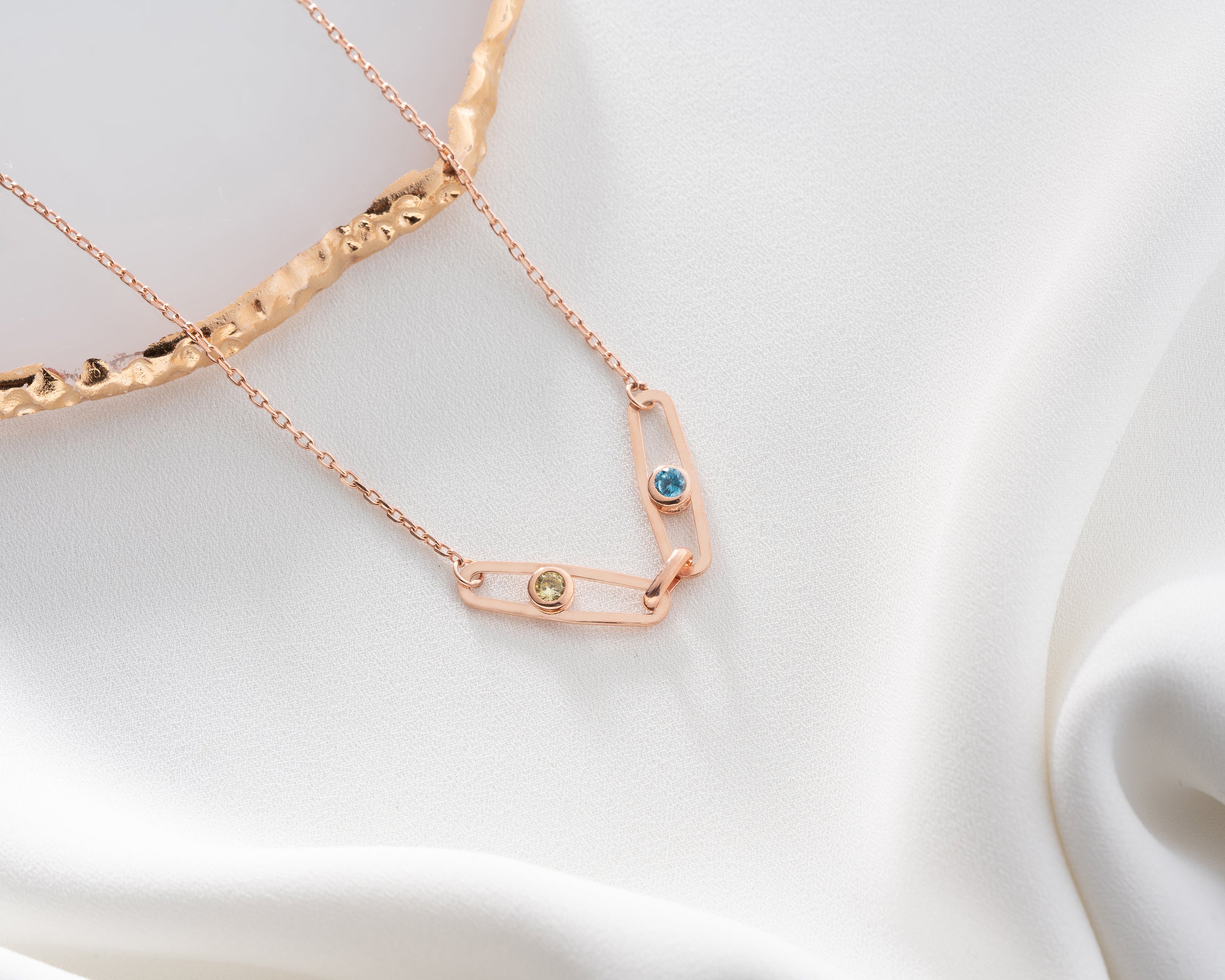 Custom Birthstone Paperclip Chain Necklace