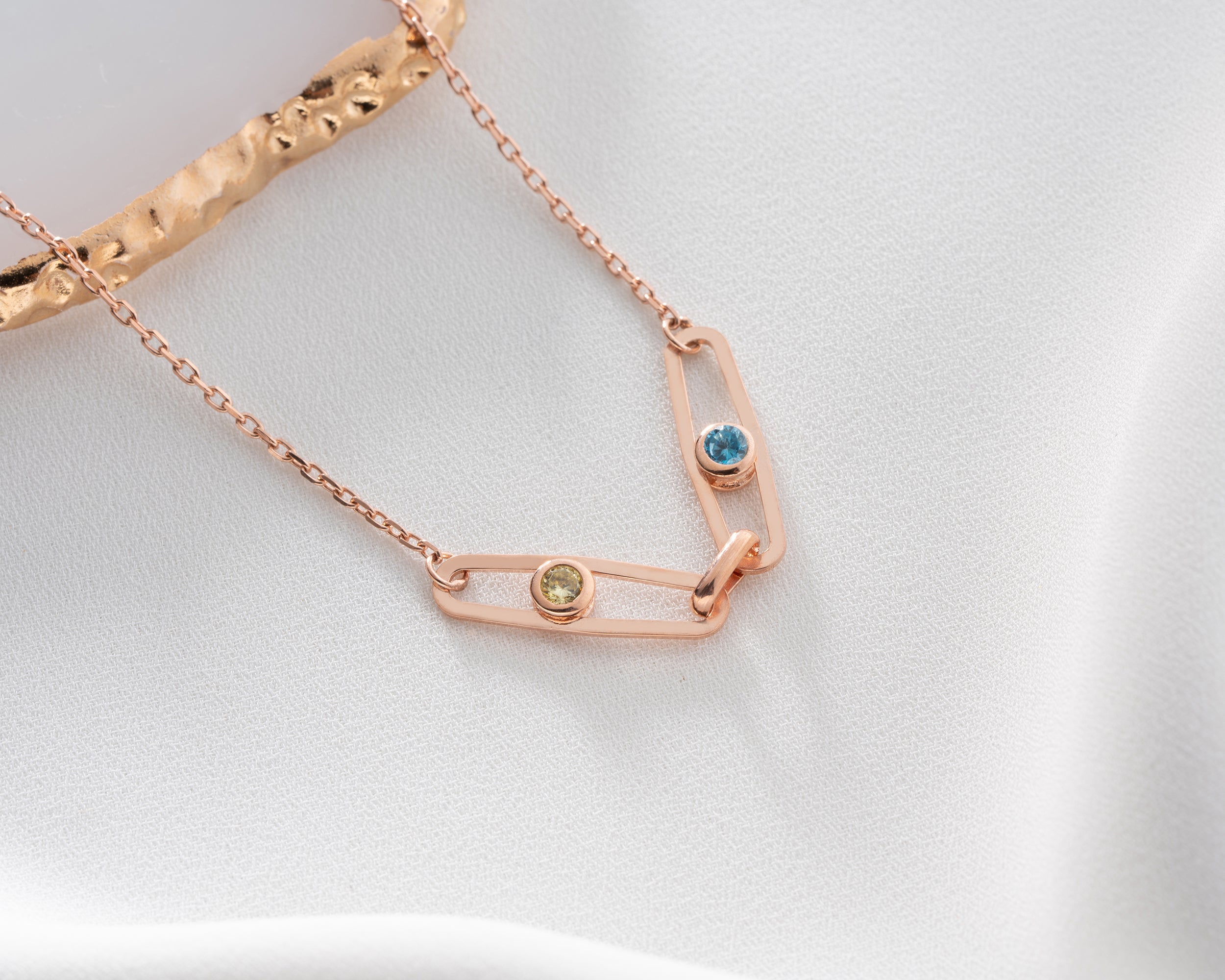 Custom Birthstone Paperclip Chain Necklace